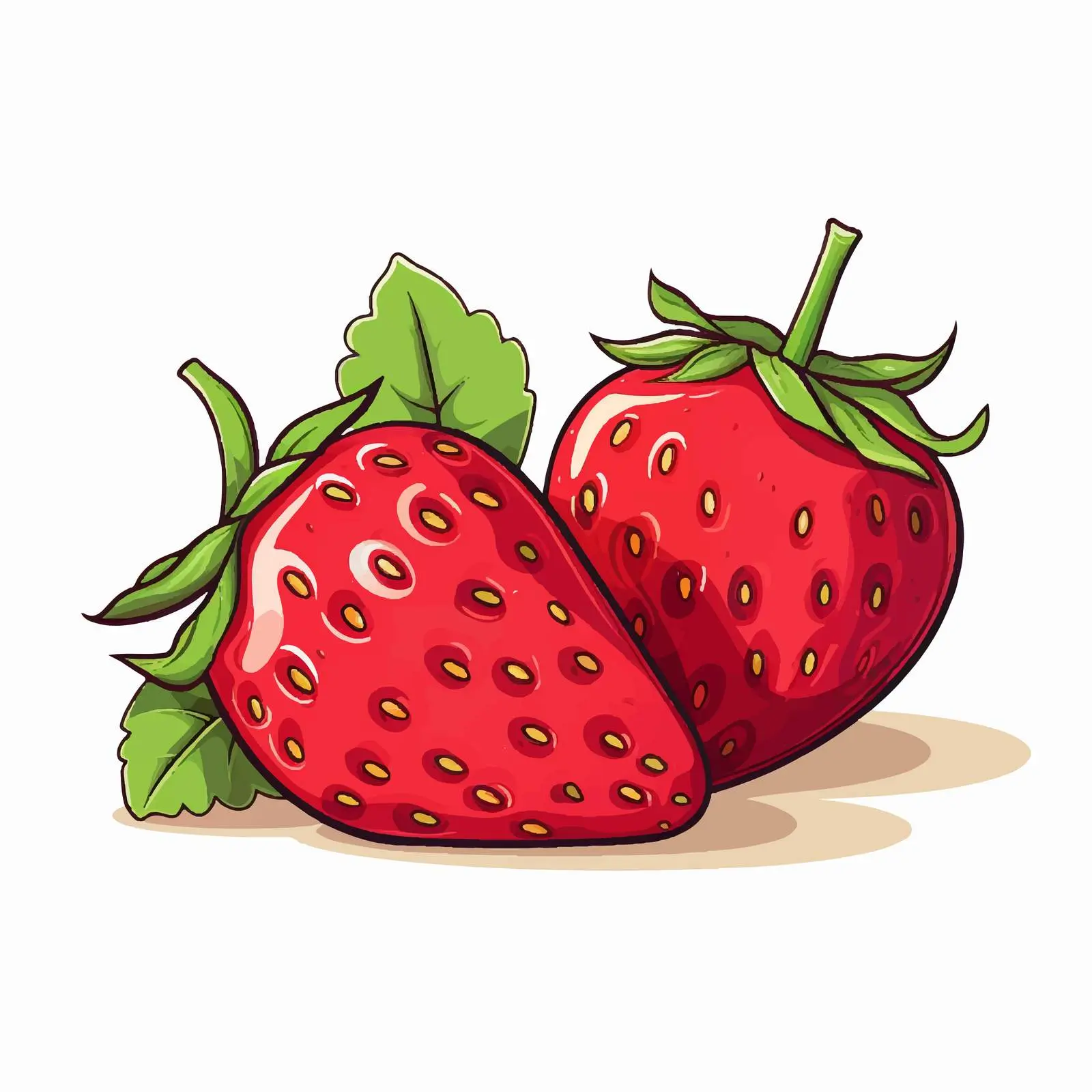 Cartoon Strawberry Line Vector Illustration – free kawaii design image from Dotvec