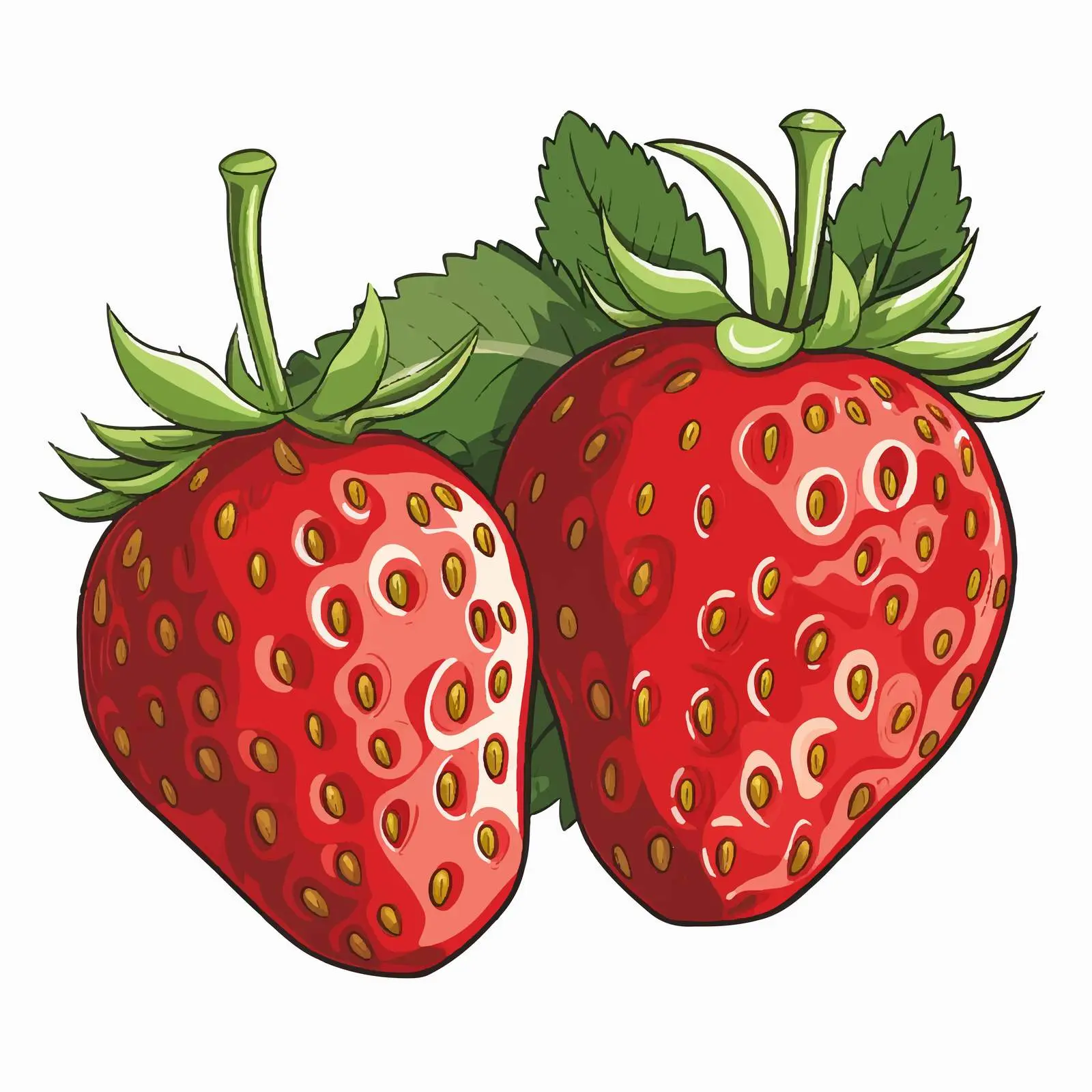 Cartoon Strawberry Line Vector Illustration — free download from Dotvec