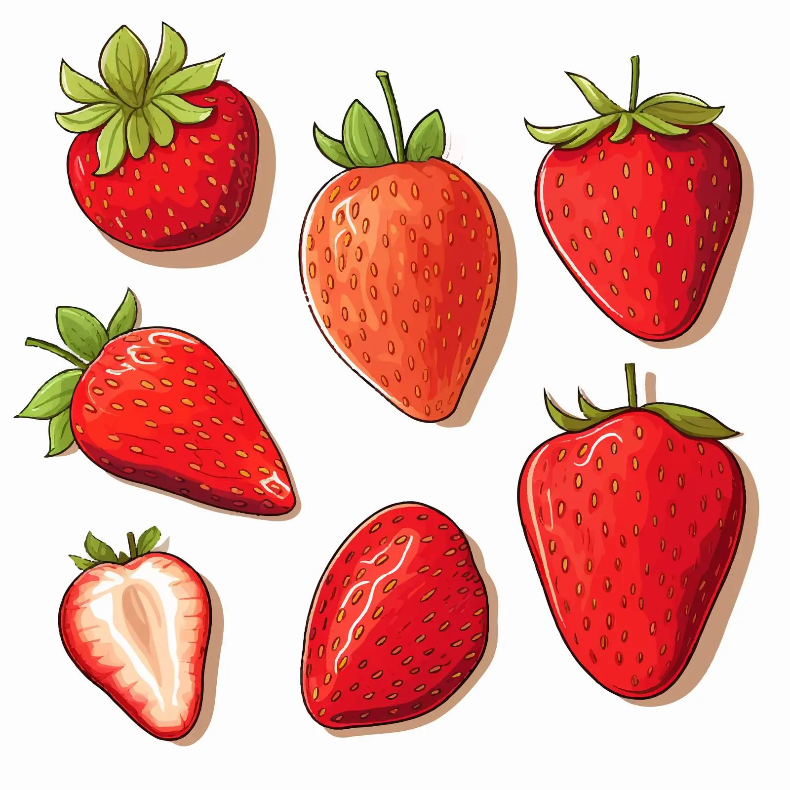 Strawberry Line Vector Illustration on White Background — free download from Dotvec