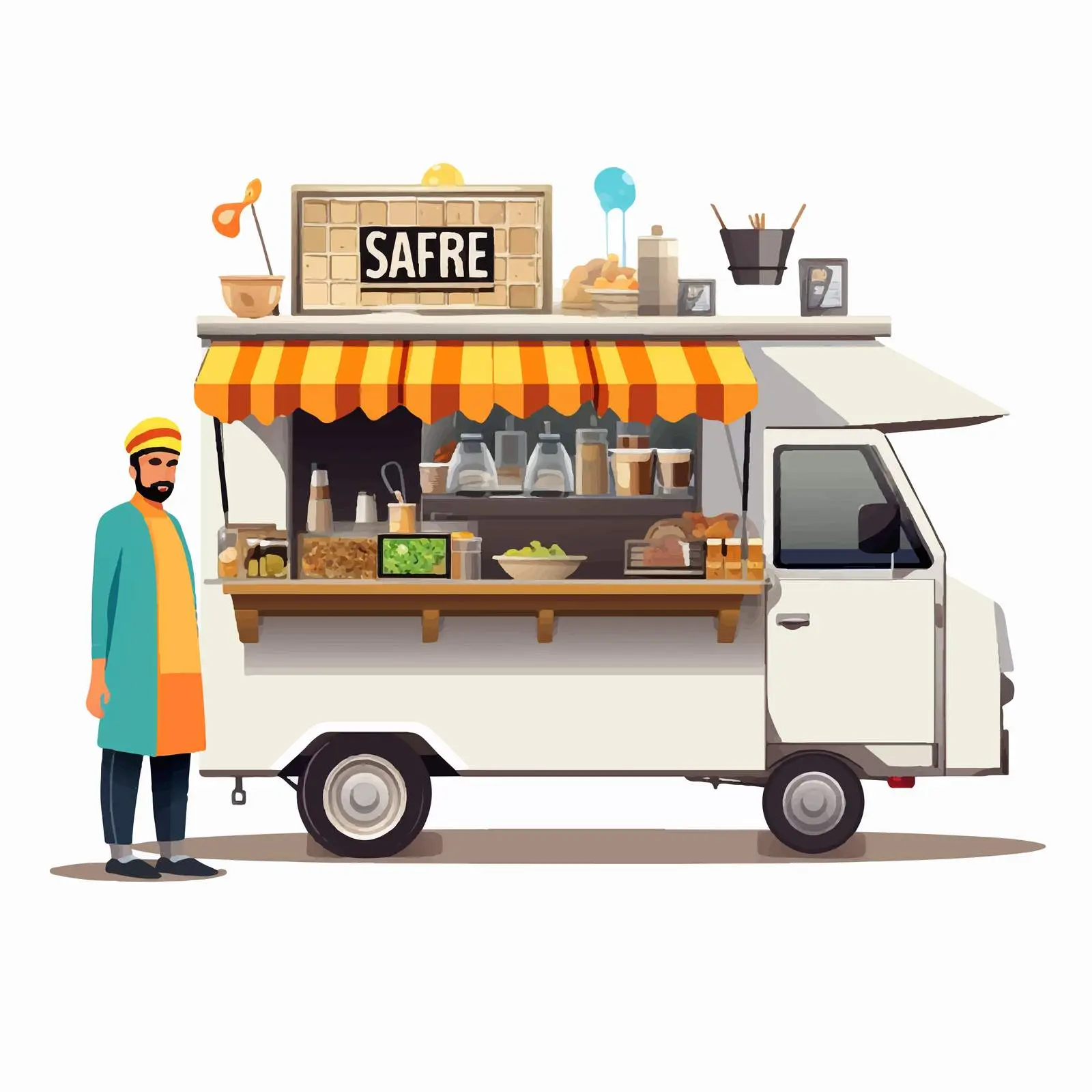 Falafel Vendor in Mobile Food Truck — free download from Dotvec