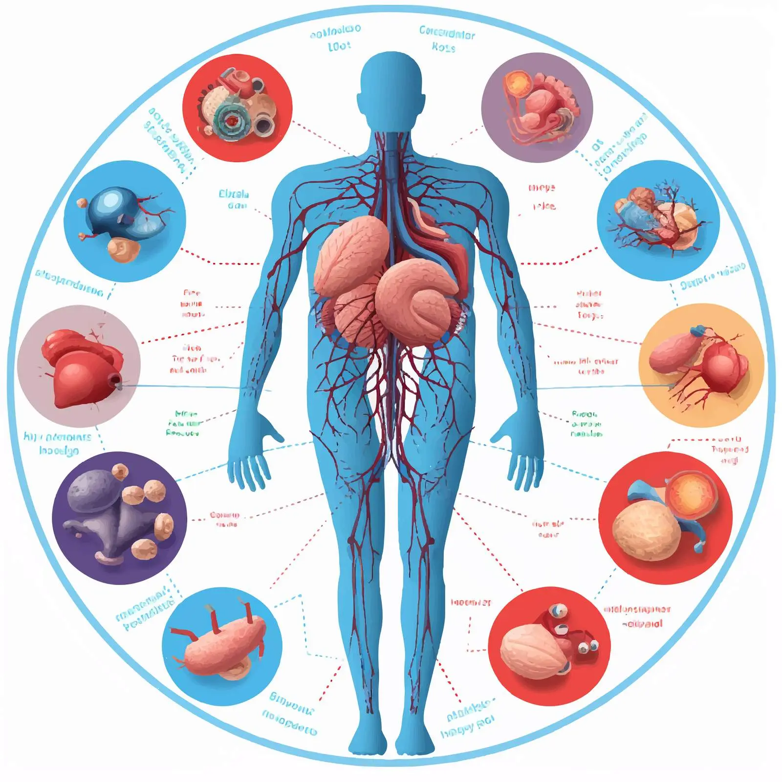Anatomical Diagram of Stress Response and Organs — free download from Dotvec