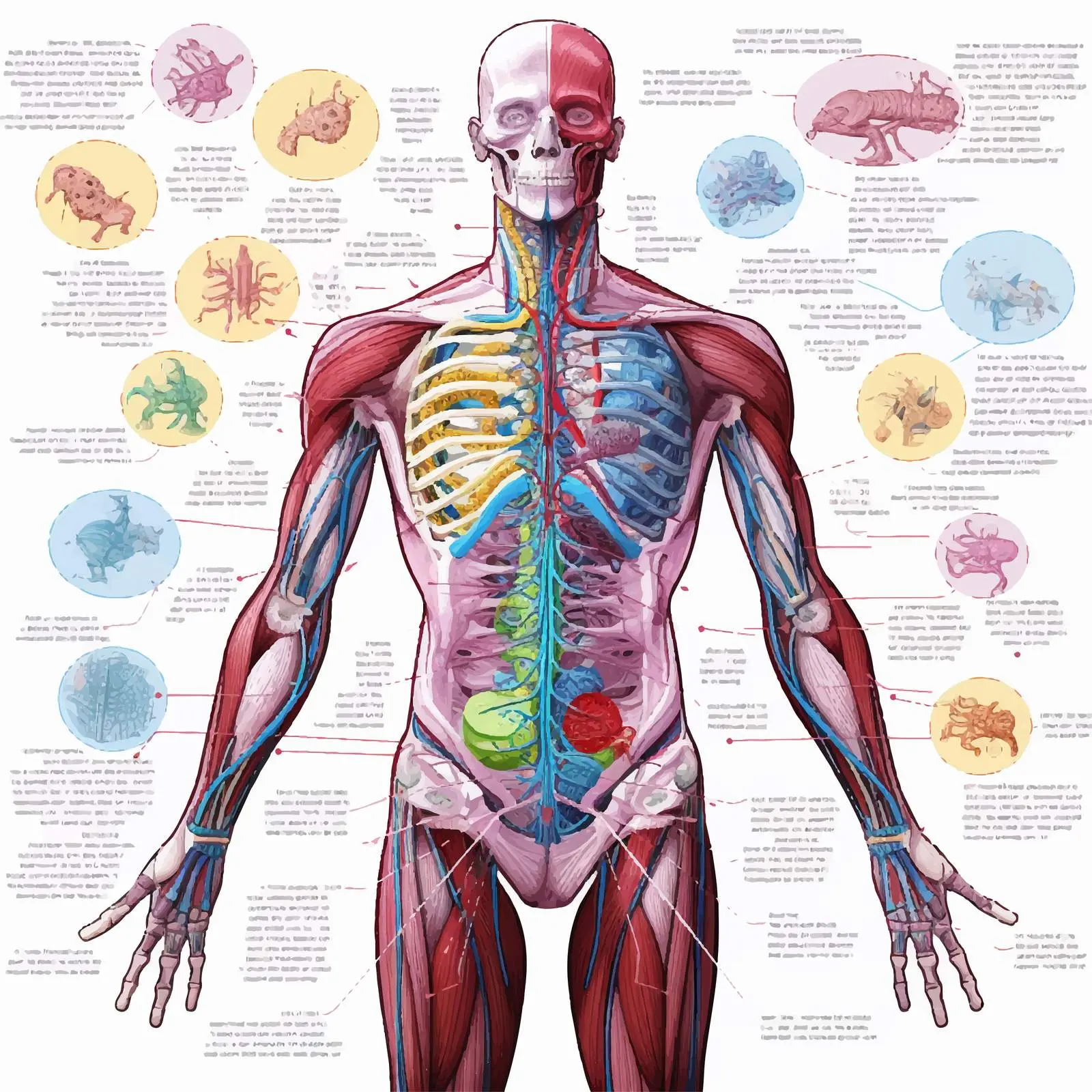 Stress Response Anatomical Diagram with Inner Organs — free download from Dotvec