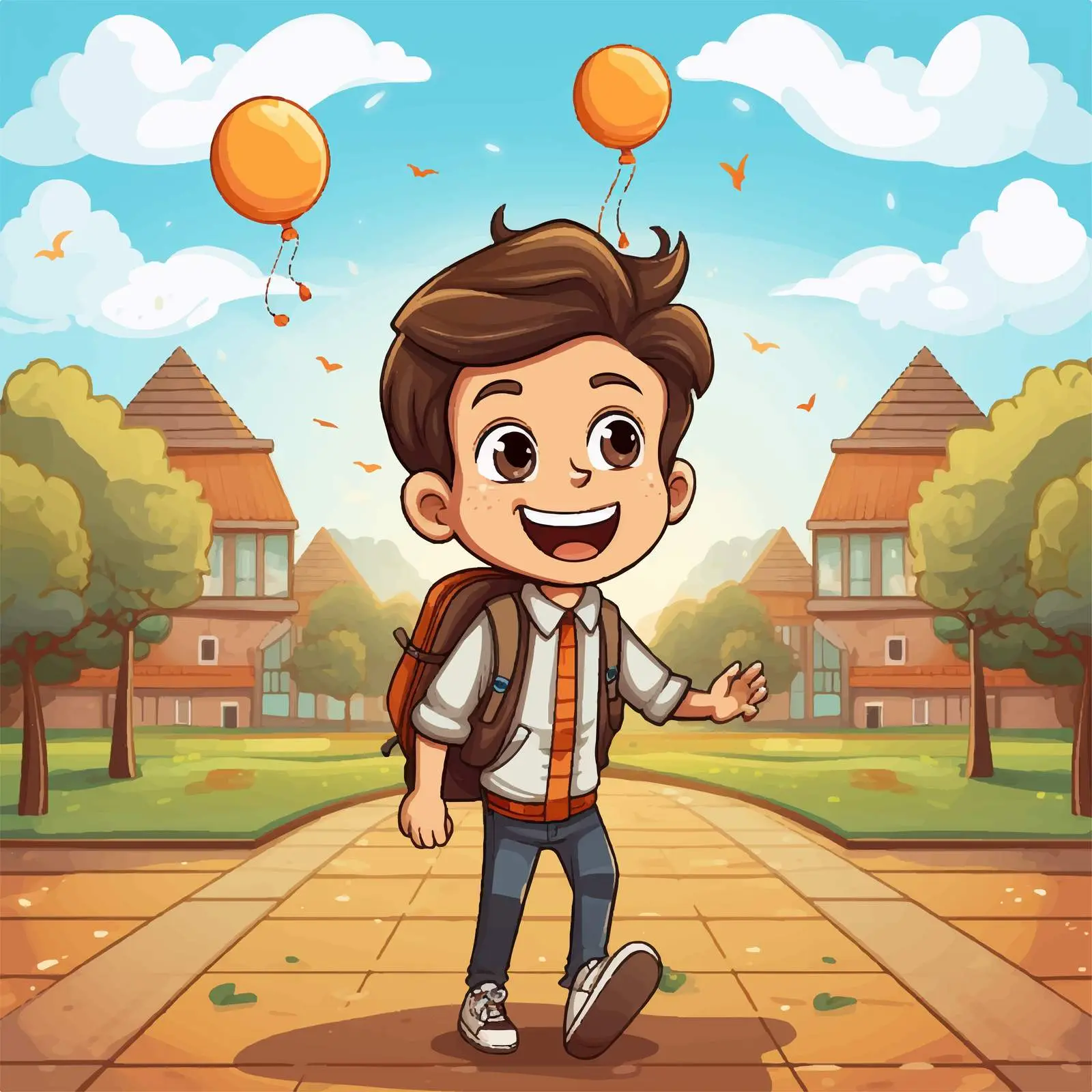 Children Playing on School Playground Vector Illustration — free download from Dotvec