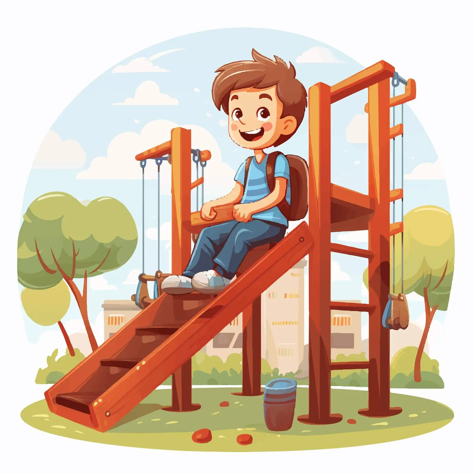 Student Playing on School Playground Illustration — free download from Dotvec