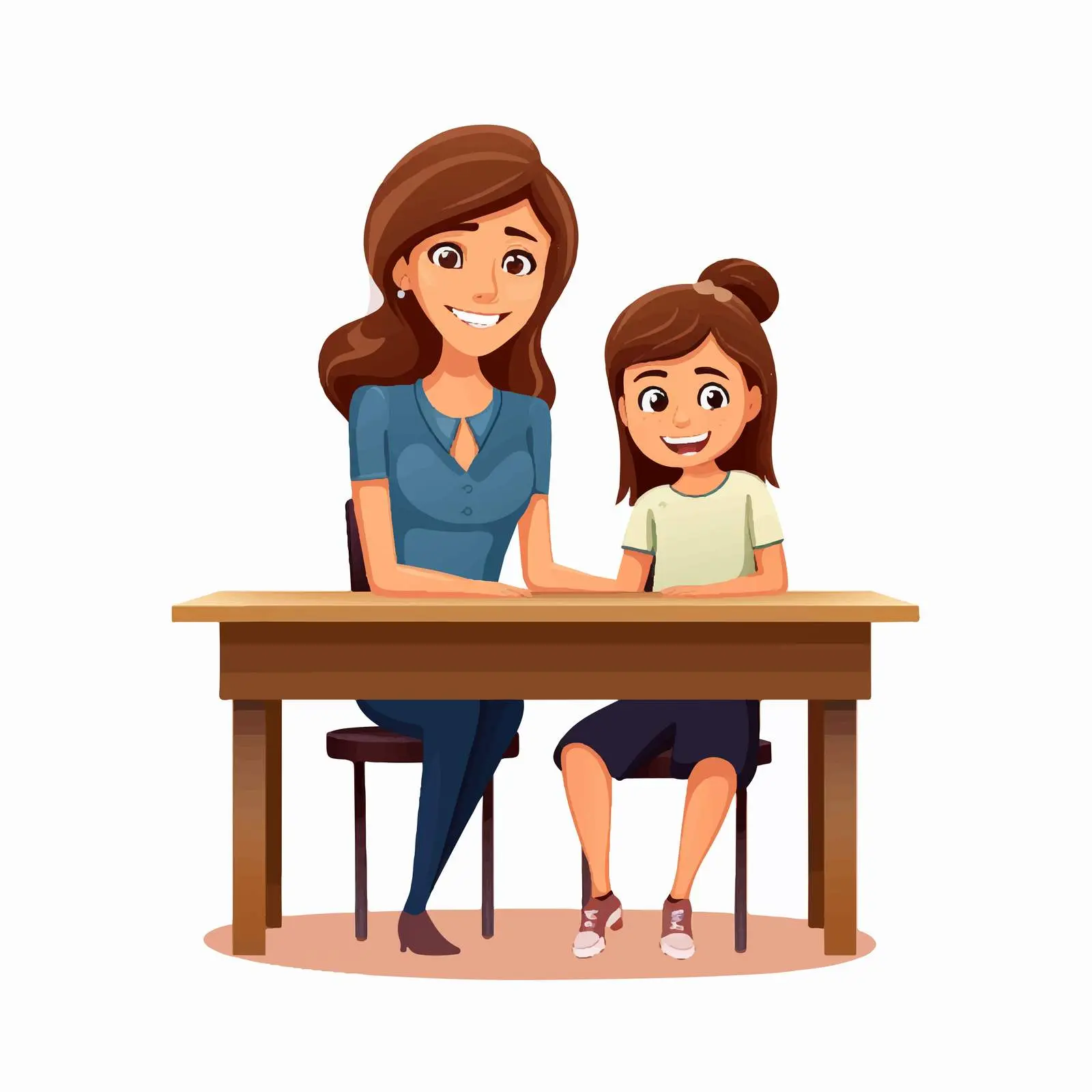 Student and Teacher at School Desk Cartoon Vector — free download from Dotvec
