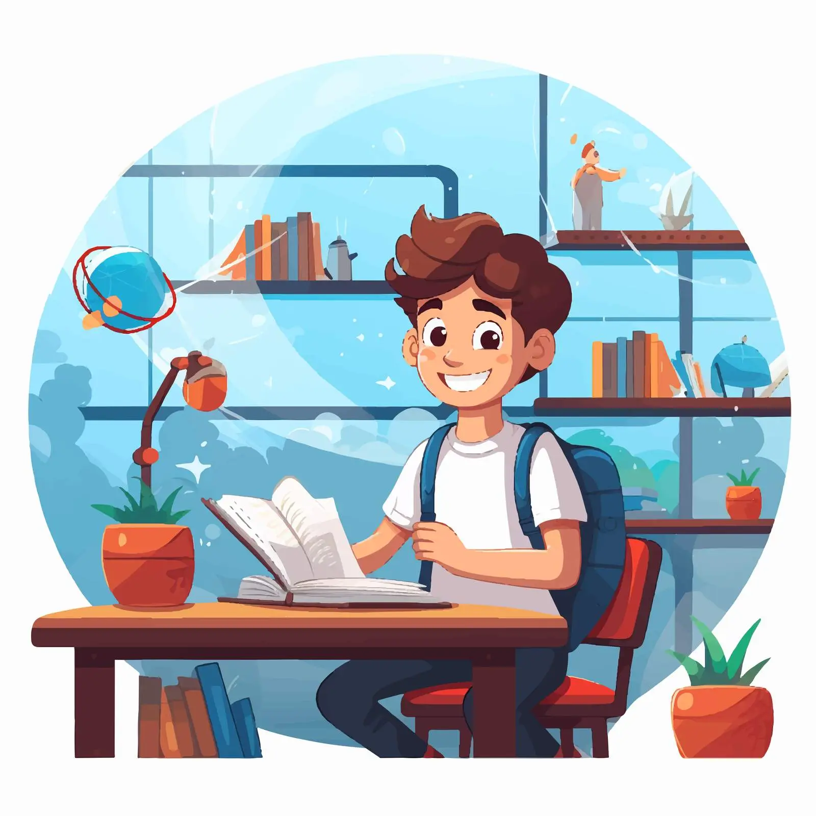 Student in Science Classroom Illustration — free download from Dotvec