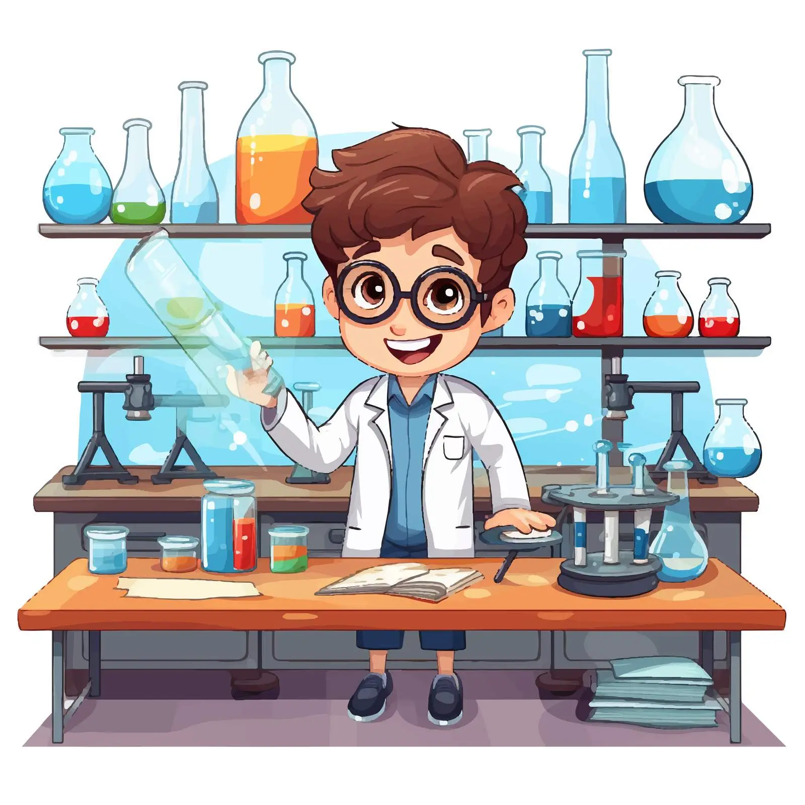 Student in Science Classroom Illustration — free download from Dotvec