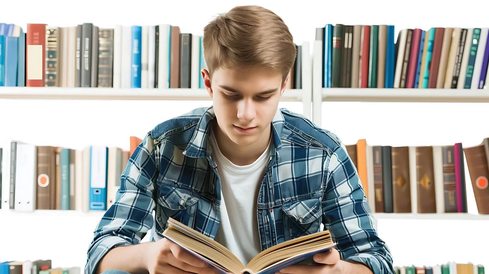 Focused Student Studying in Library — free download from Dotvec