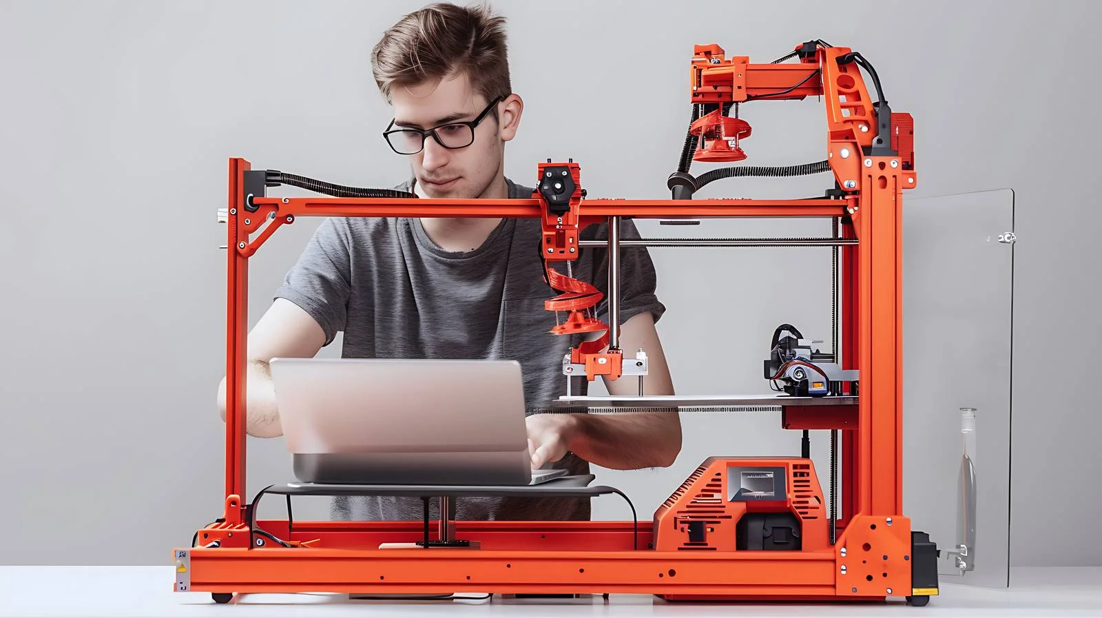 Student Setting Up 3D Printer — free download from Dotvec