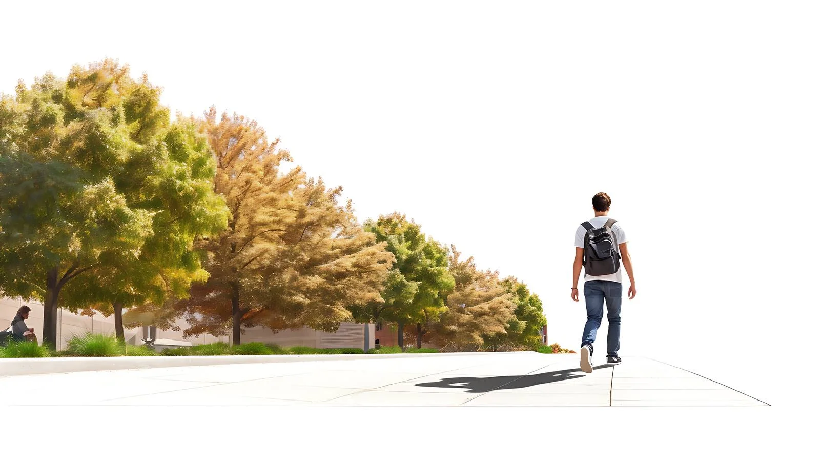 Student strolling on campus pathway — free download from Dotvec