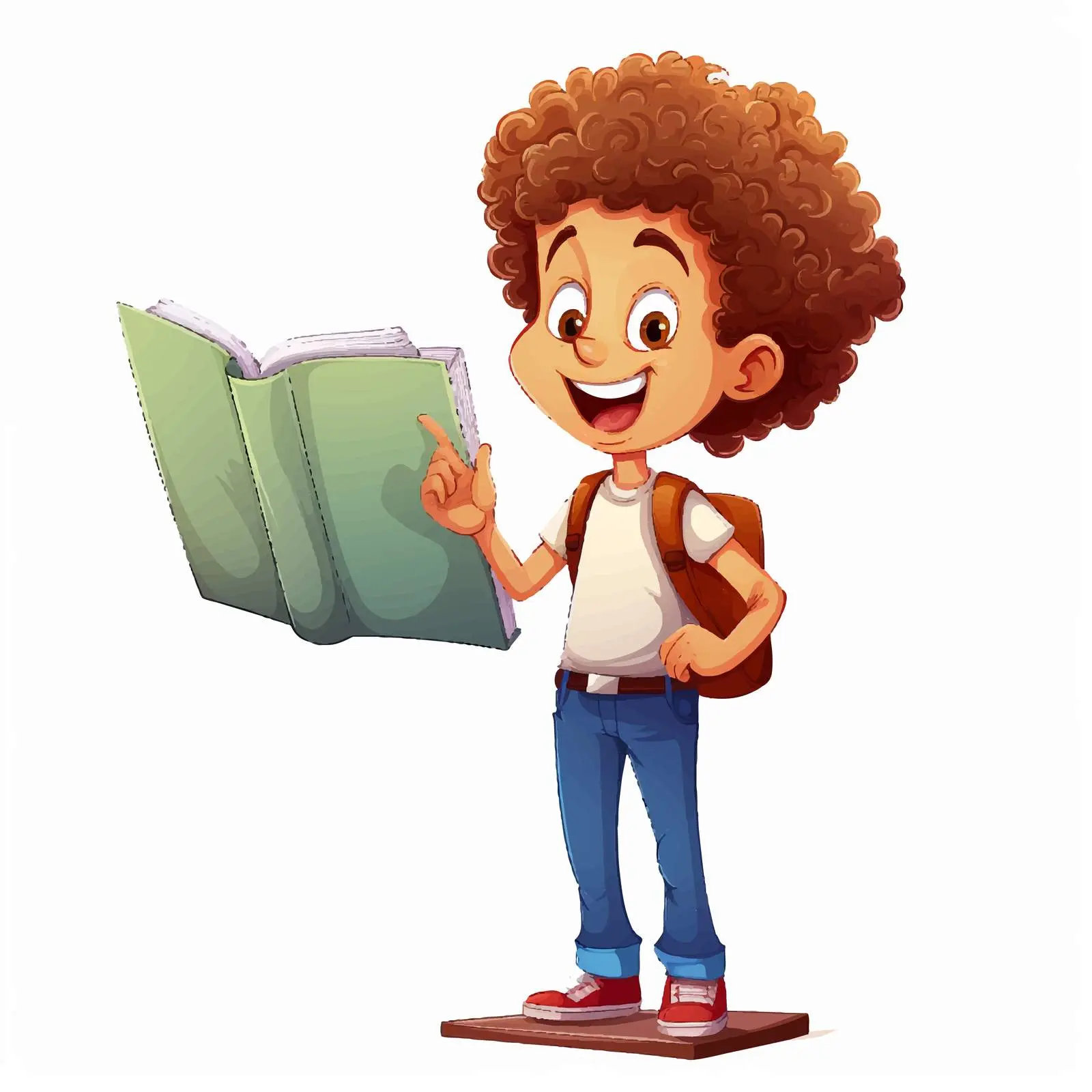 Student Reading with Curly Hair and Background Board — free download from Dotvec