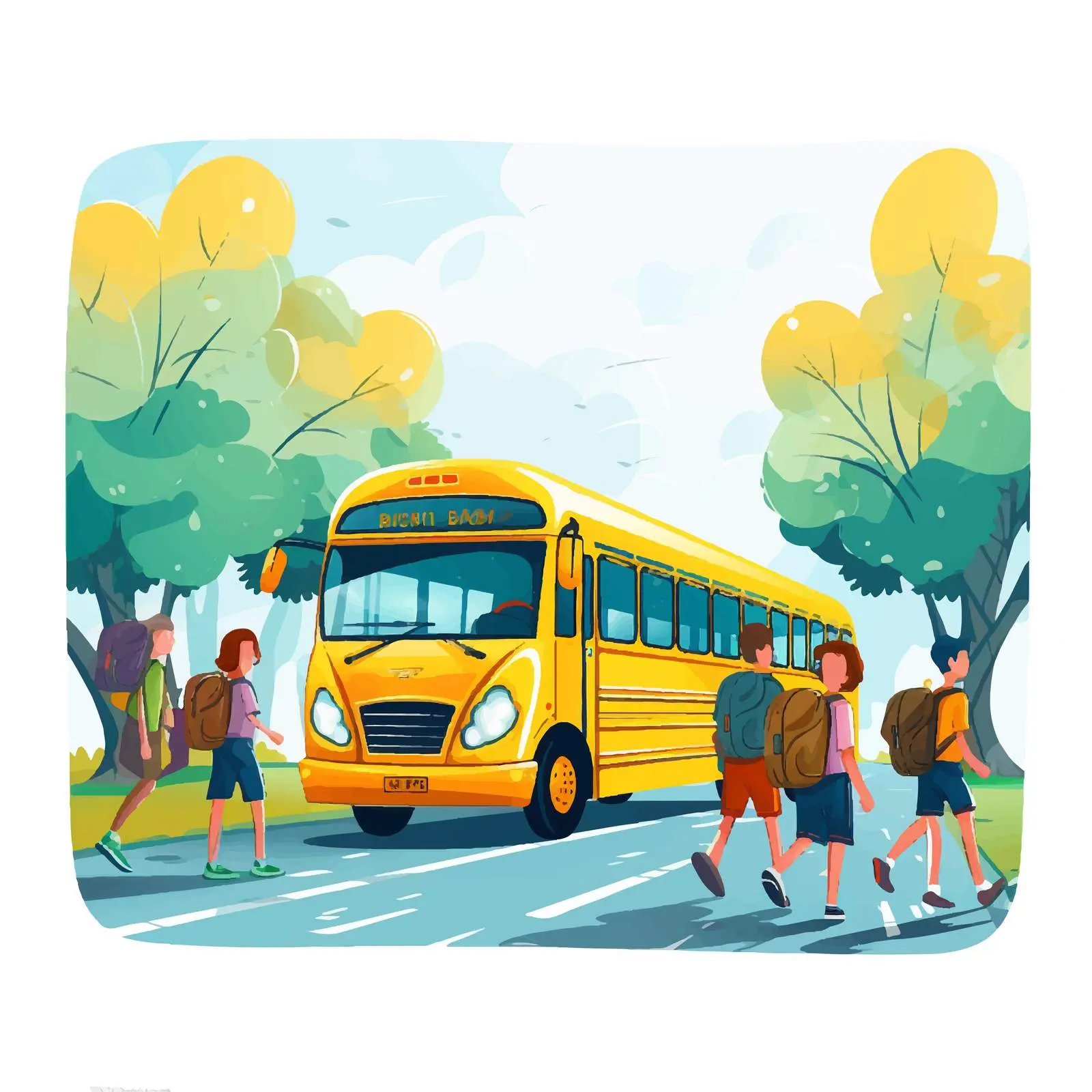 Students Boarding School Bus Illustration — free download from Dotvec