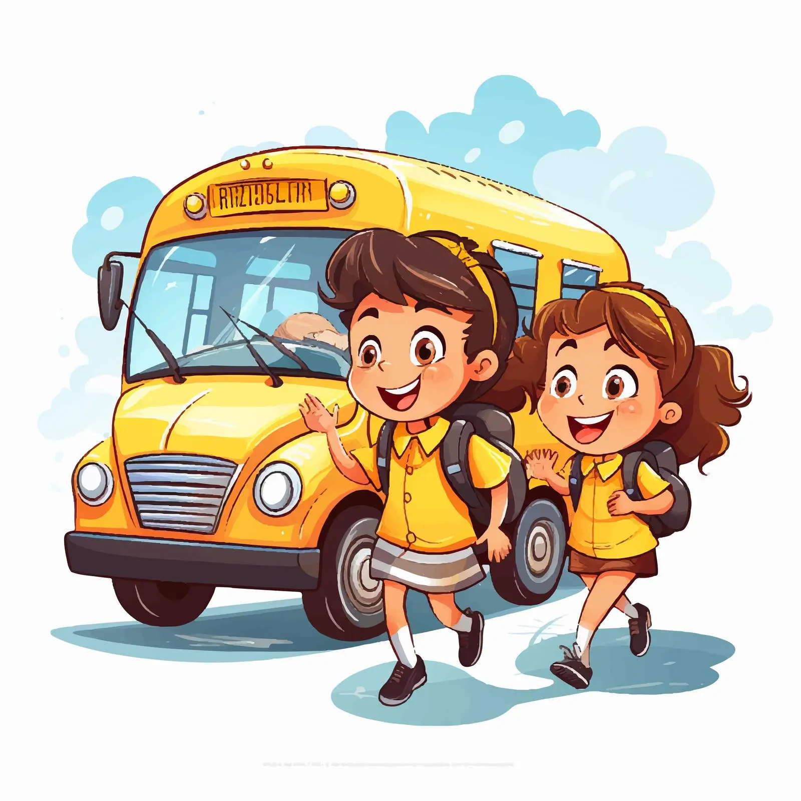 Children Boarding School Bus Illustration — free download from Dotvec