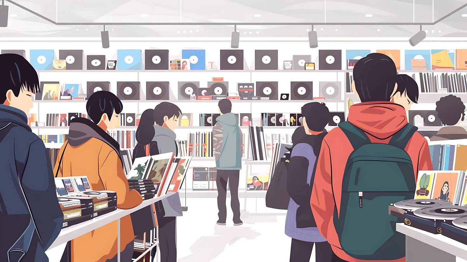 Students Vinyl Shopping Isolated — free download from Dotvec