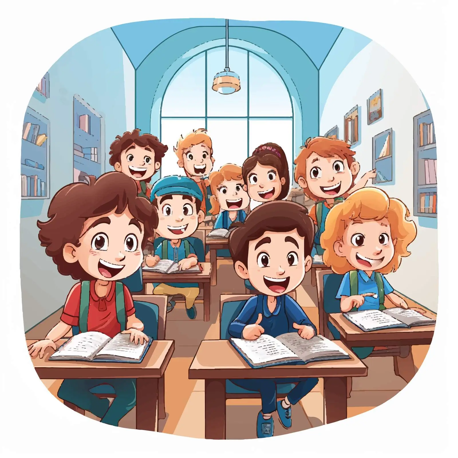 Students in Classroom Background Illustration — free download from Dotvec