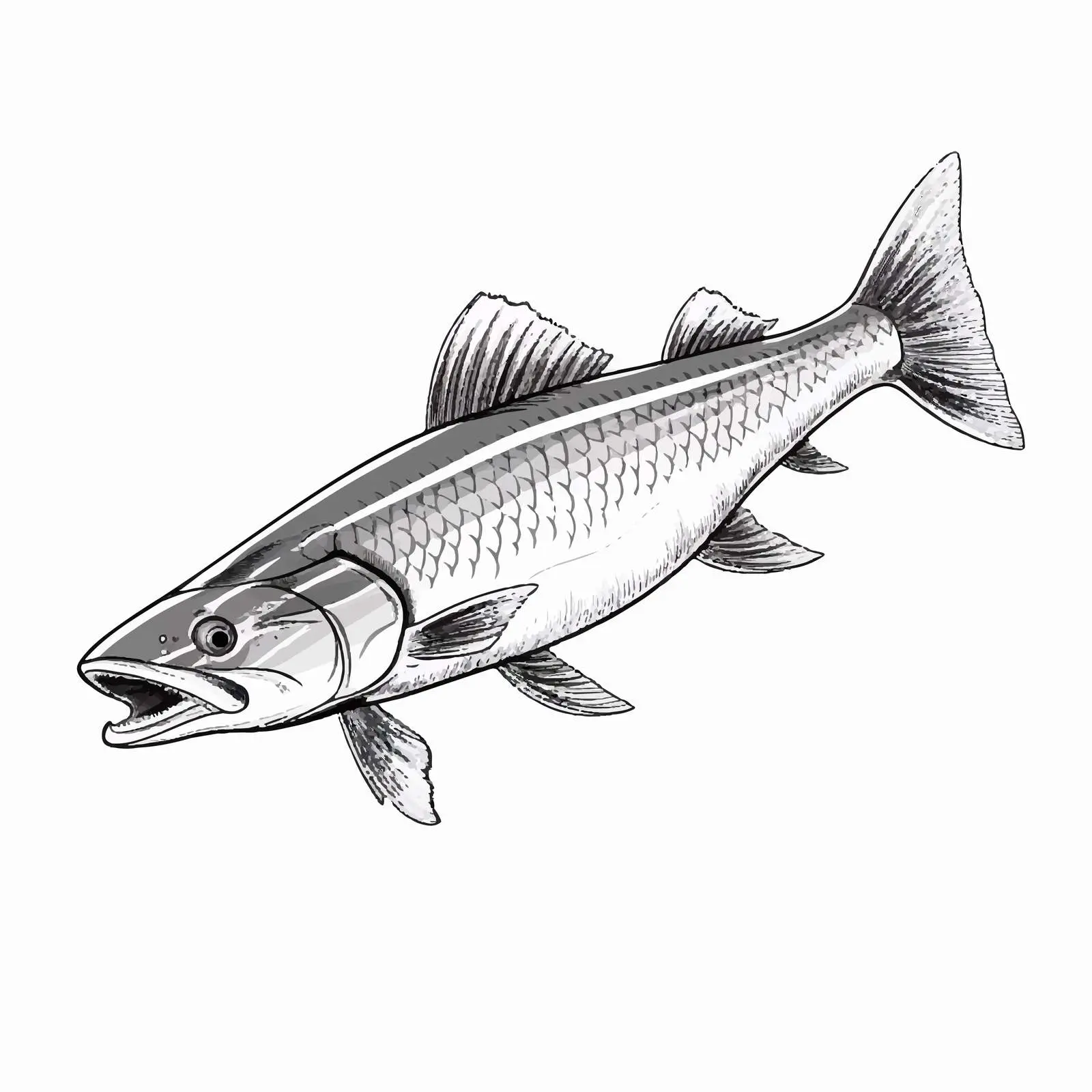 Sturgeon Fish Vector Sketch on White Background — free download from Dotvec