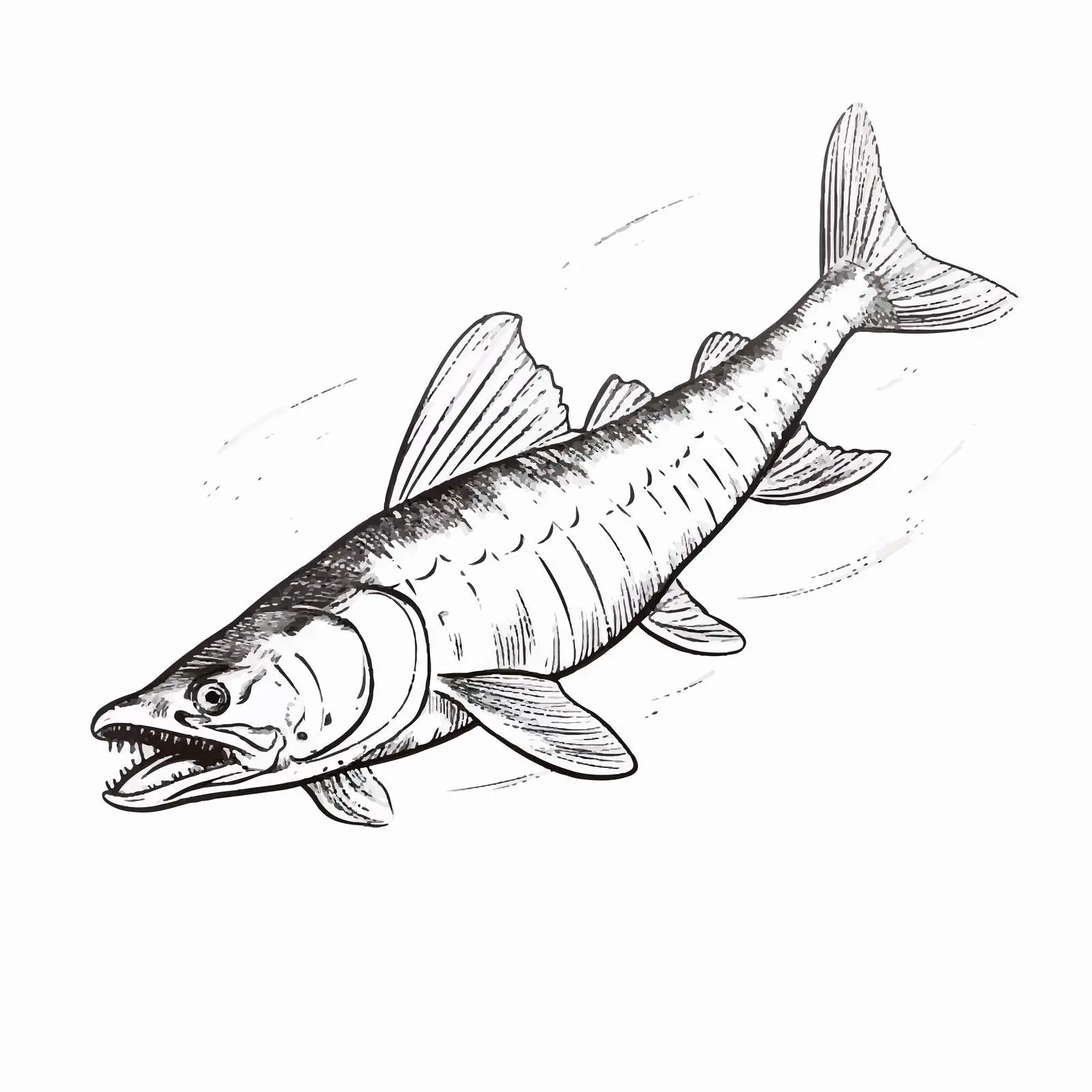 Sturgeon Fish Vector Sketch on White Background – free watercolor effect image from Dotvec