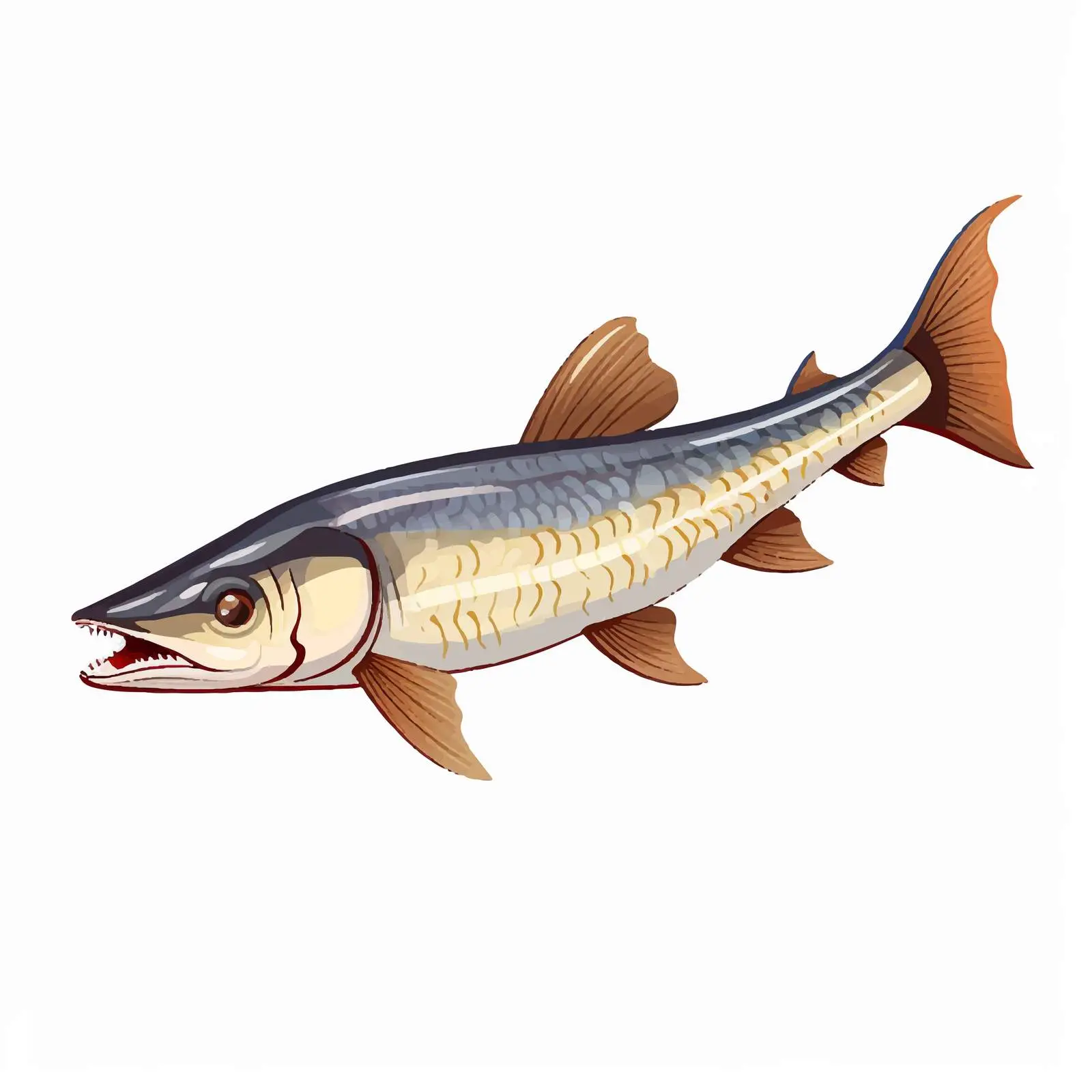 Sturgeon Fish Vector Illustration on White Background — free download from Dotvec