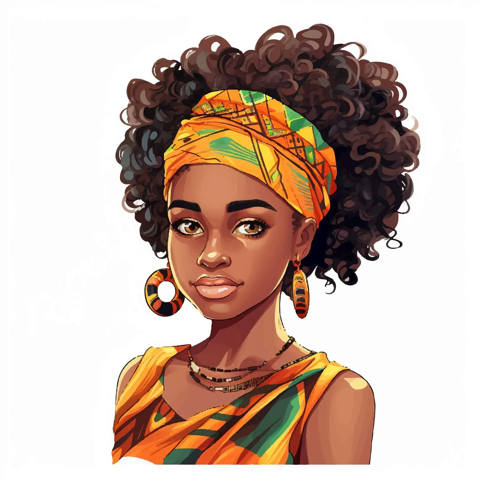 Stylish African Girl Portrait Vector Banner — free download from Dotvec