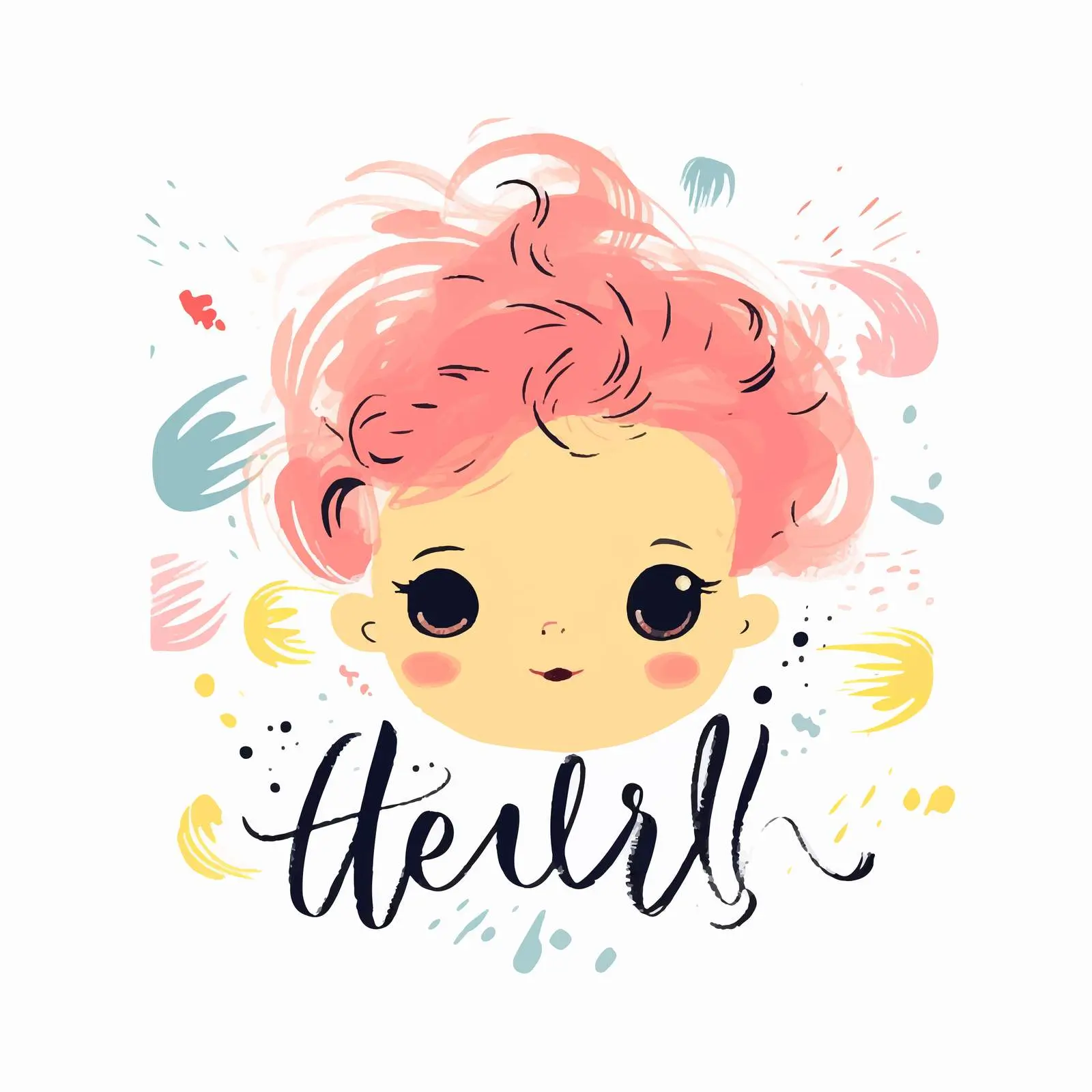 Stylish Newborn Baby Postcard in Doodle Style – free lovely art image from Dotvec