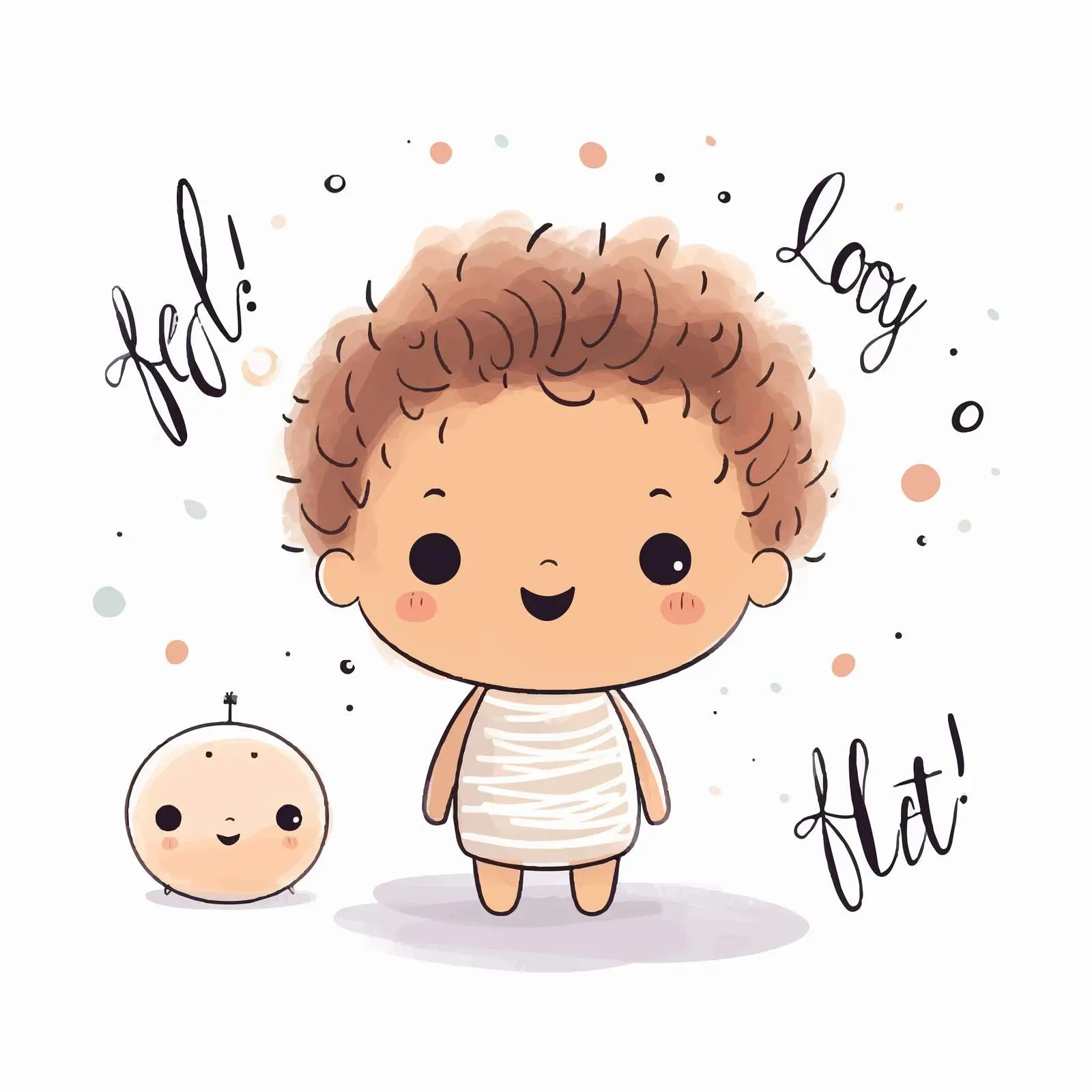 Hello Baby Newborn Postcard in Doodle Style — free download from Dotvec
