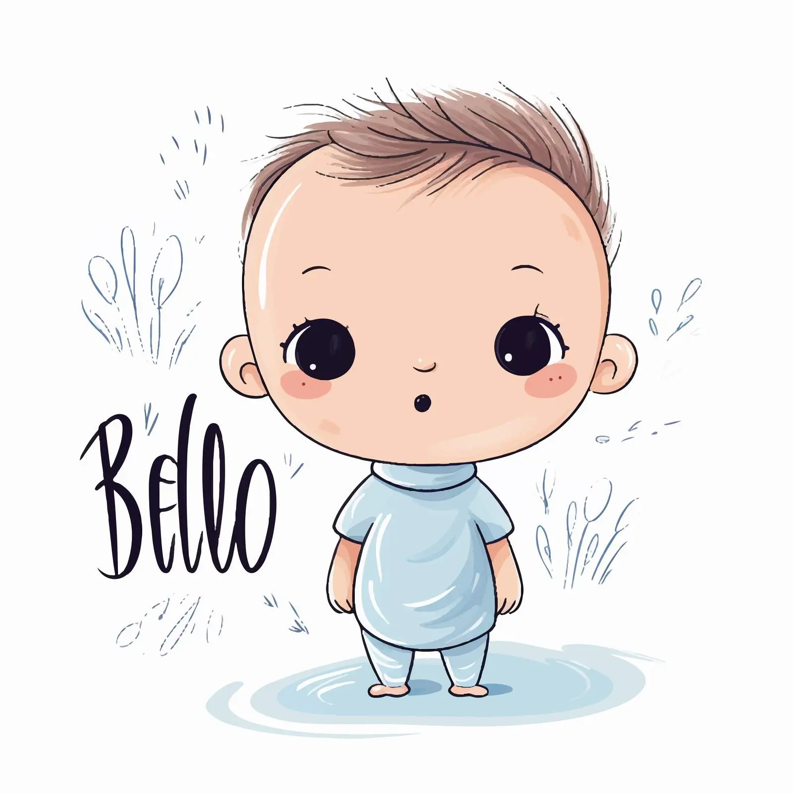 Doodle Style Newborn Baby Postcard Design – free baby welcome image from Dotvec