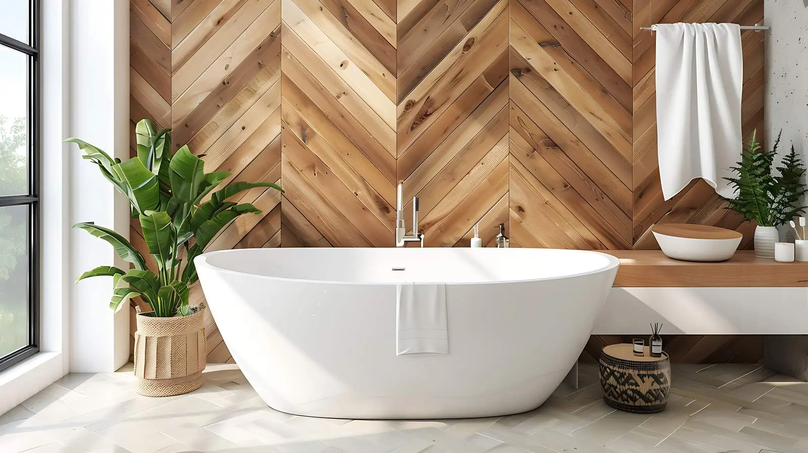 Modern Stylish Bathroom with Wooden Wall Design – free bathroom aesthetics image from Dotvec