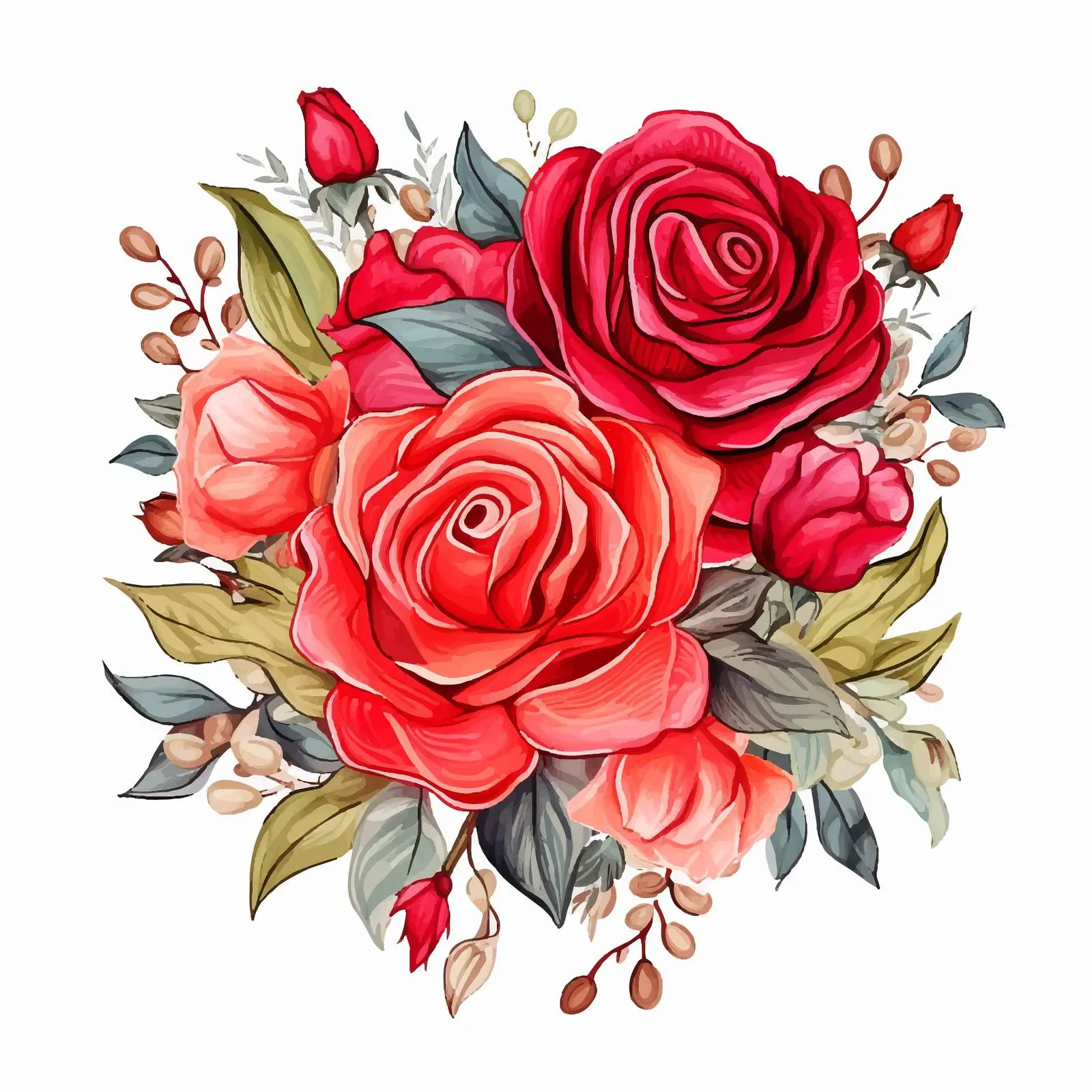 Stylish Watercolor Rose Invitation Greeting Card — free download from Dotvec