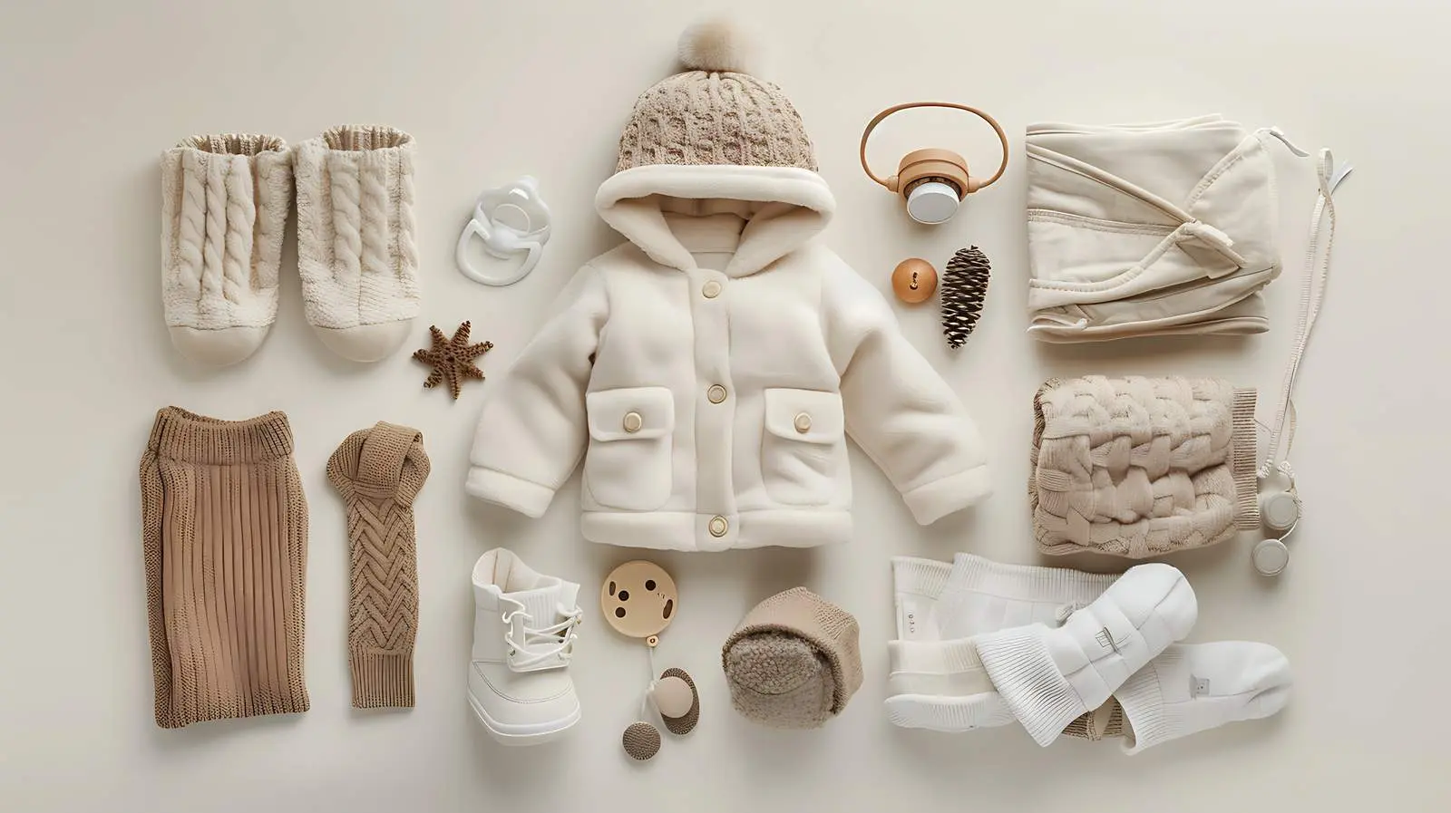 Elegant Baby Clothes and Accessories on Neutral Background – free trendy baby image from Dotvec