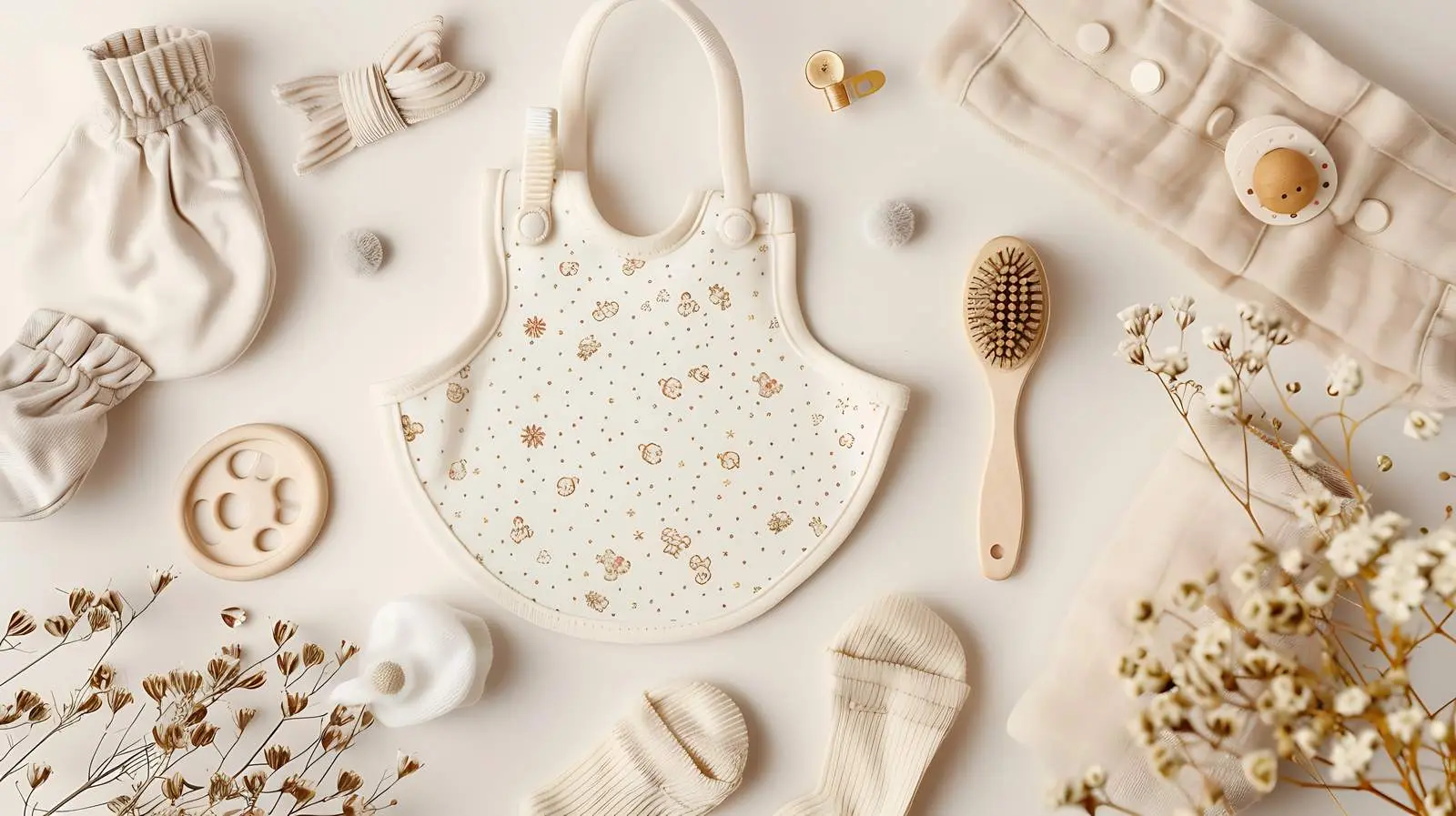 Elegant Newborn Baby Accessories and Toys Collage — free download from Dotvec