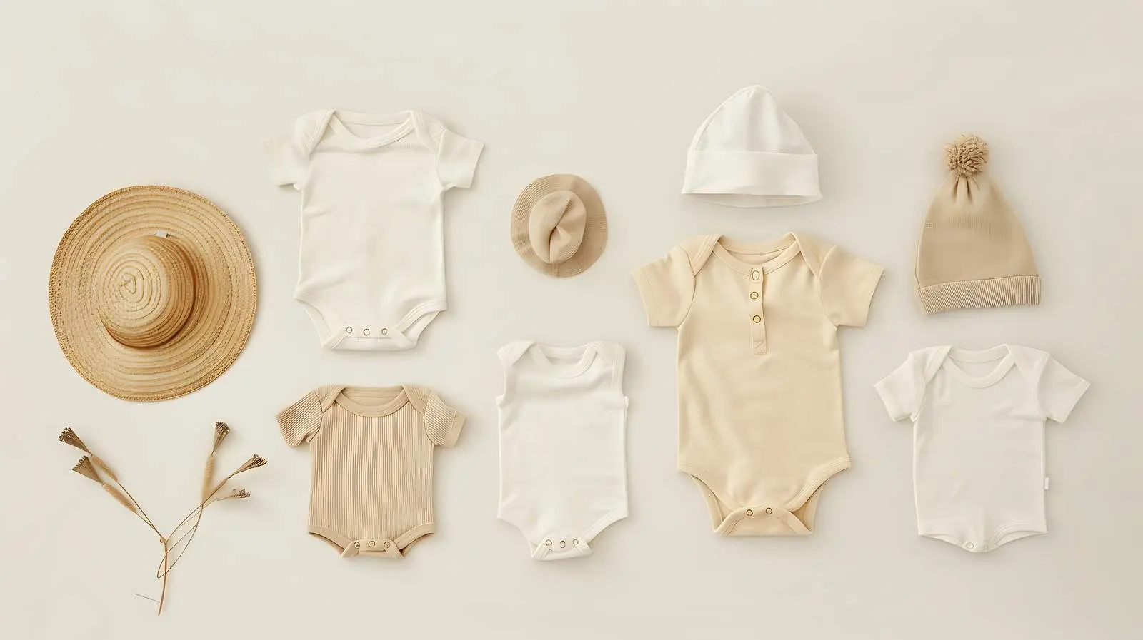 Elegant Newborn Baby Bodysuits and Hats Collection — free download from Dotvec