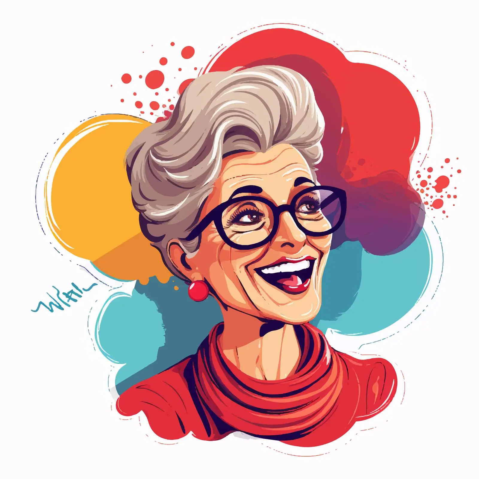 Chic Grandmother with Retro Style and Glasses — free download from Dotvec