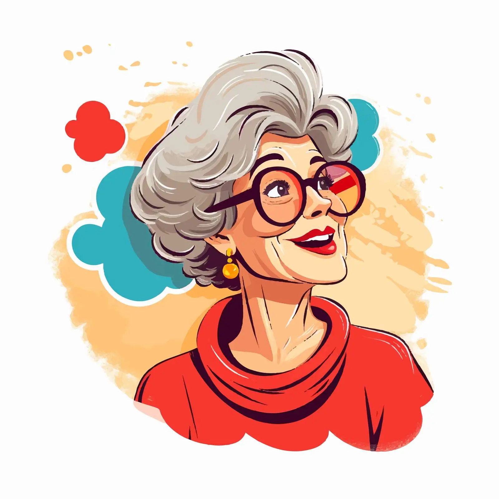 Stylish Grandmother with Retro Hairstyle and Glasses — free download from Dotvec