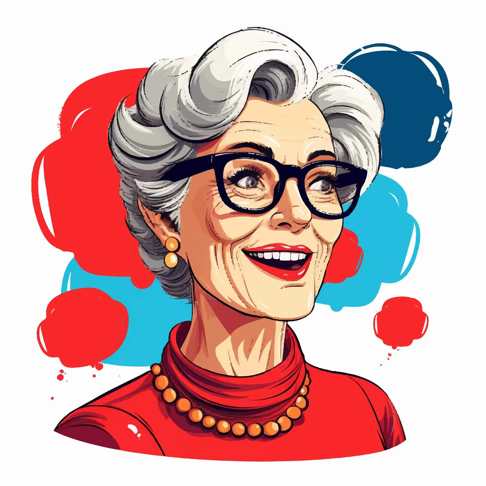Stylish Grandmother with Retro Hairstyle and Glasses — free download from Dotvec