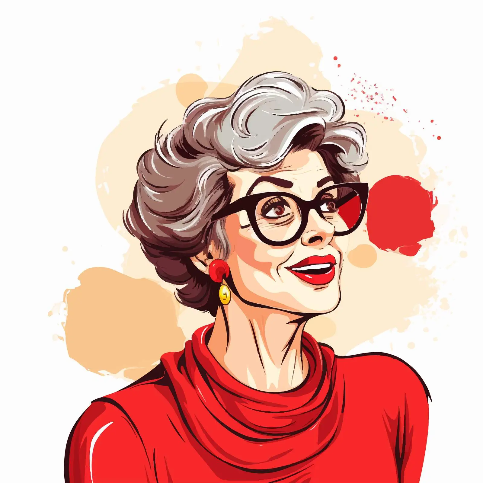 Chic Grandmother with Retro Hairstyle and Accessories — free download from Dotvec