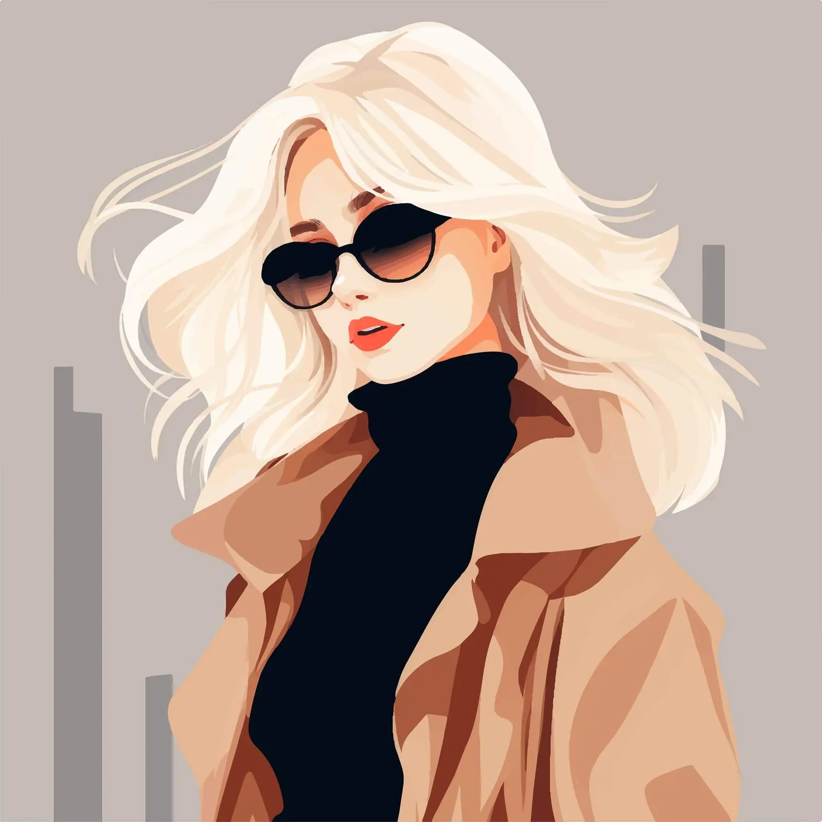 Fashionable Girl Illustration with Blonde Hair — free download from Dotvec