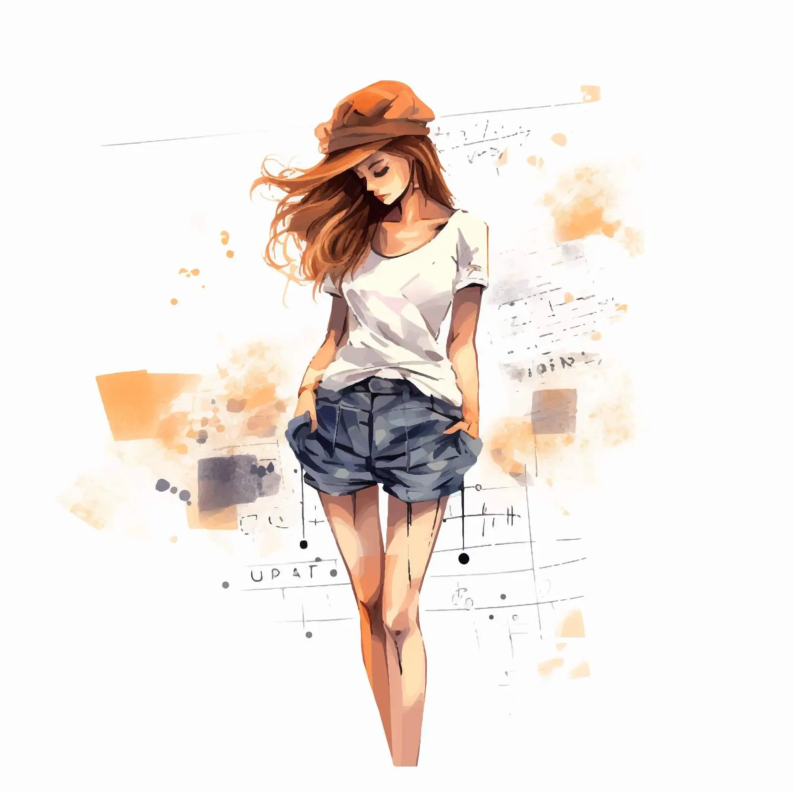 Chic Girl in Short Shorts Vector Illustration — free download from Dotvec