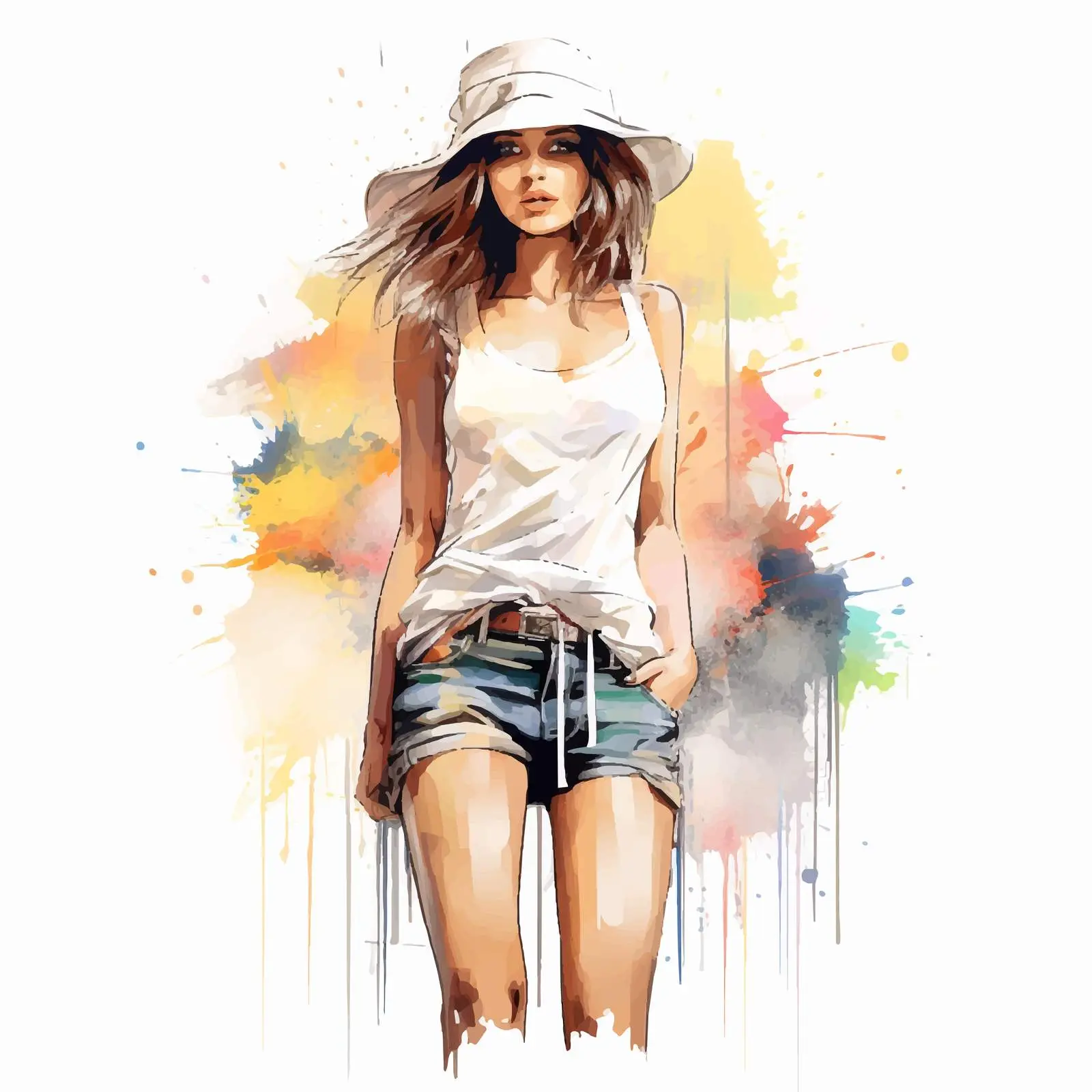 Stylish Girl in Short Shorts Illustration – free shorts image from Dotvec