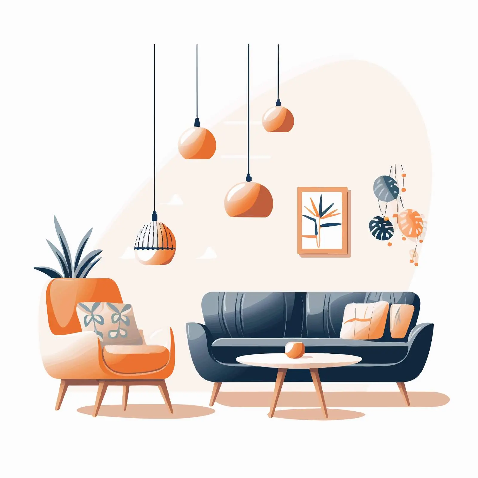 Cozy Living Room Interior Design with Sofa and Chairs — free download from Dotvec