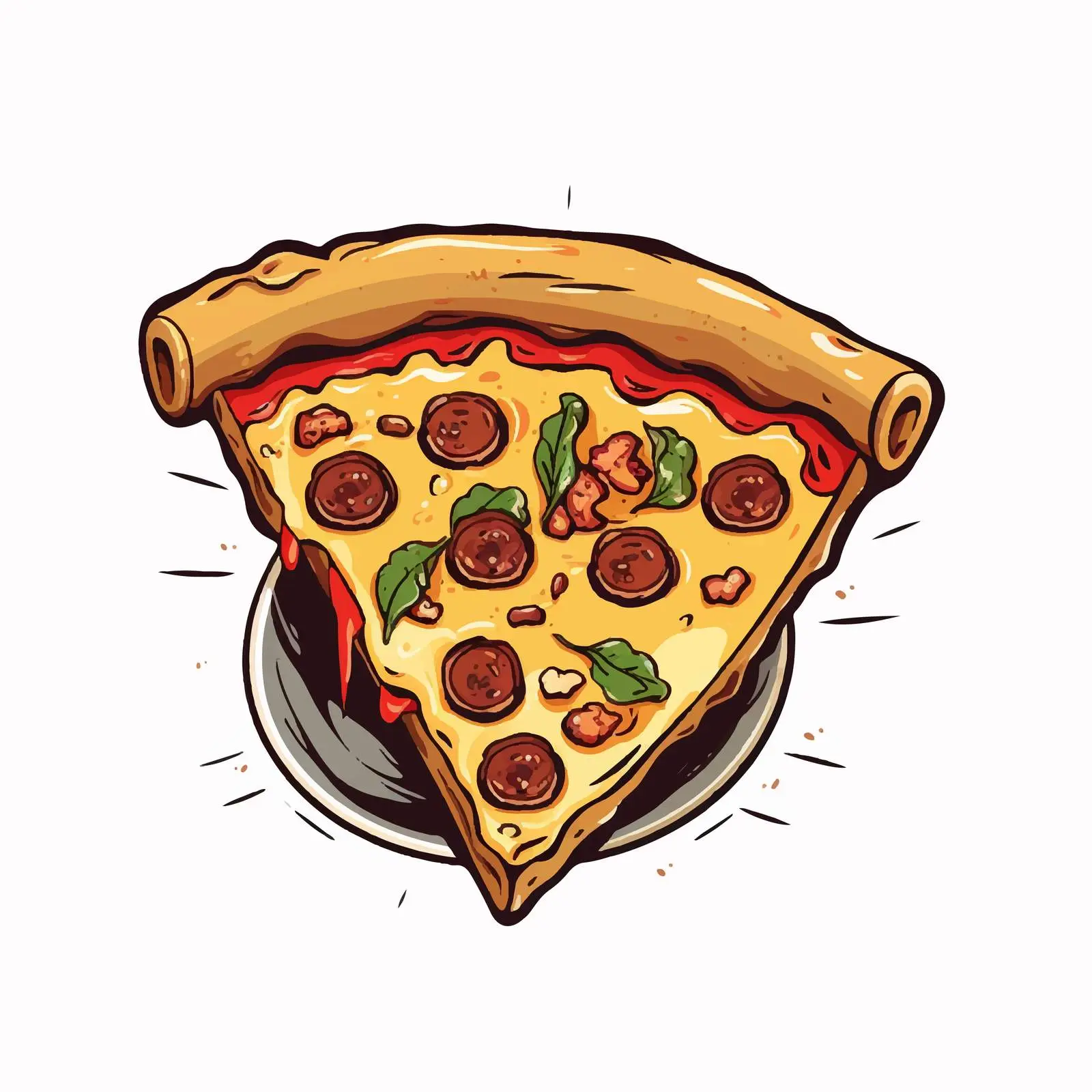Stylish Pizza Slice Logotype with Ribbon — free download from Dotvec