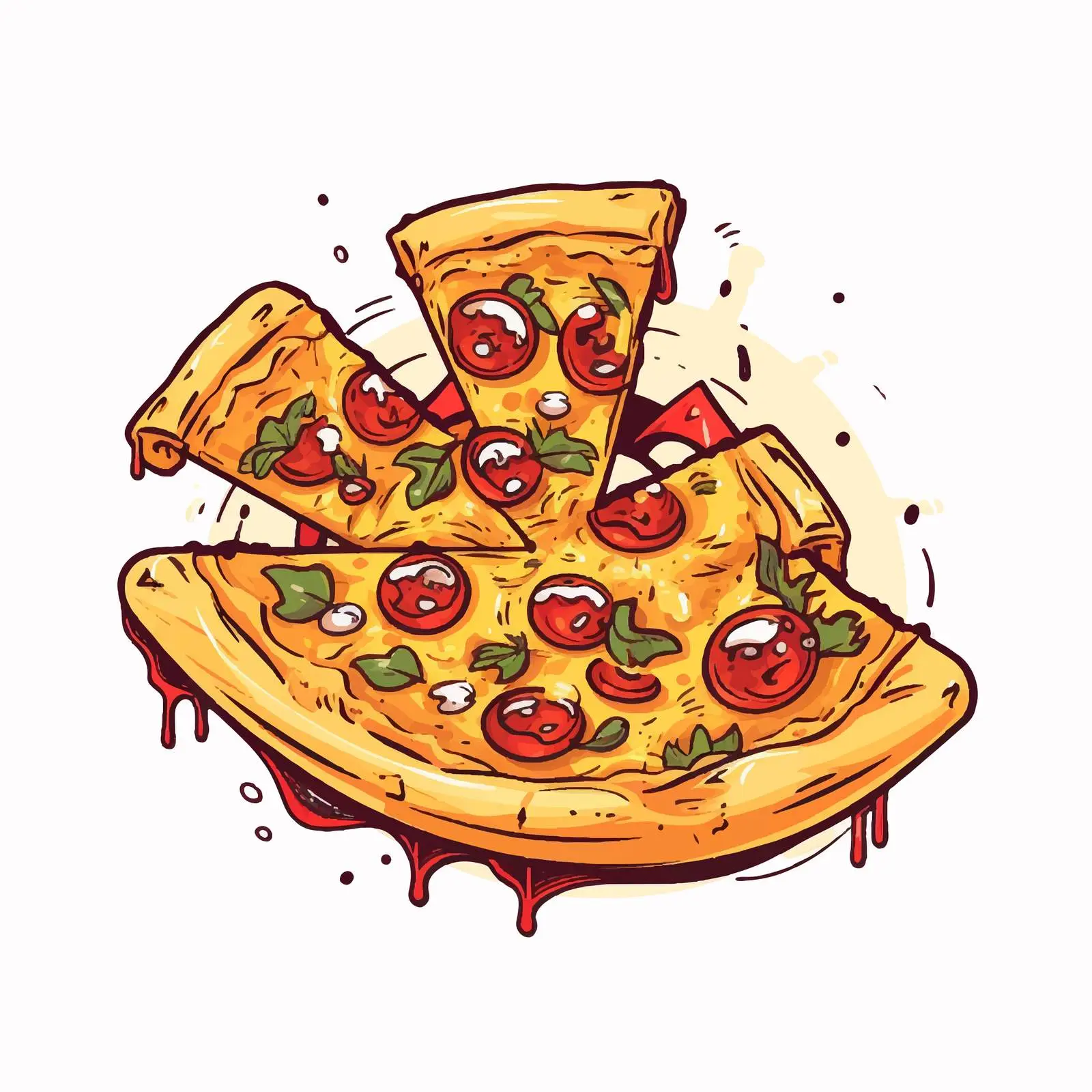 Pizza Slice Logotype with Ribbon Design — free download from Dotvec