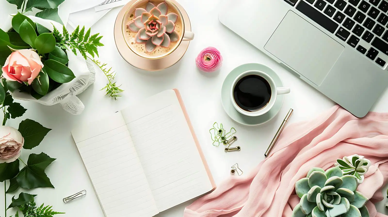 Modern Workspace with Laptop and Diary — free download from Dotvec