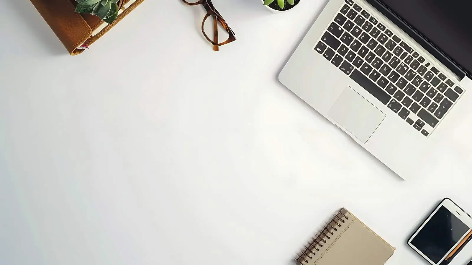 Stylish Office Desk Workspace with Laptop and Diary — free download from Dotvec