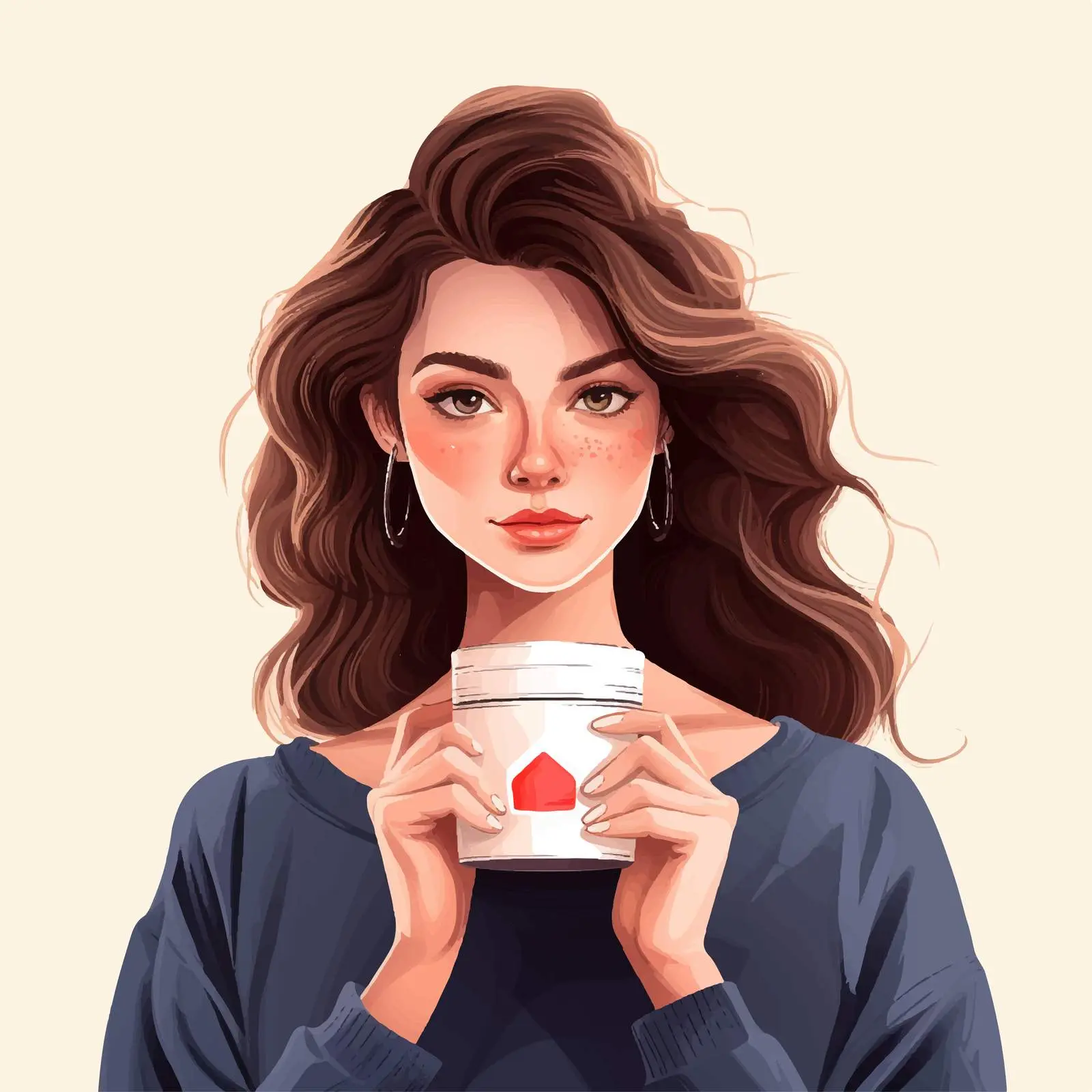 Stylish Girl with Cream Jar Portrait — free download from Dotvec