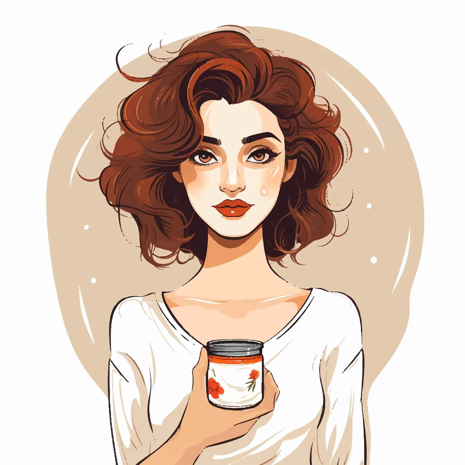Girl Holding Cream Jar Portrait Vector — free download from Dotvec