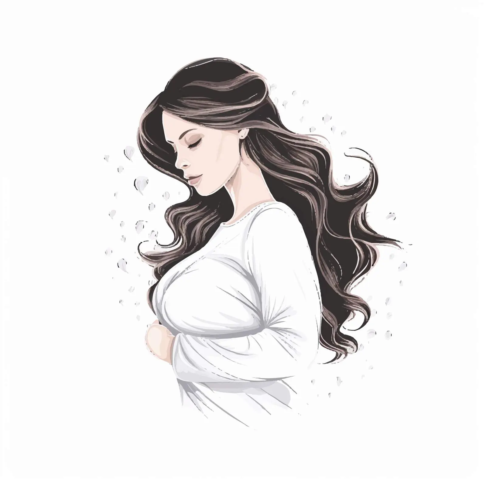 Stylish Motherhood Contour Illustration with Big Belly – free fertility image from Dotvec