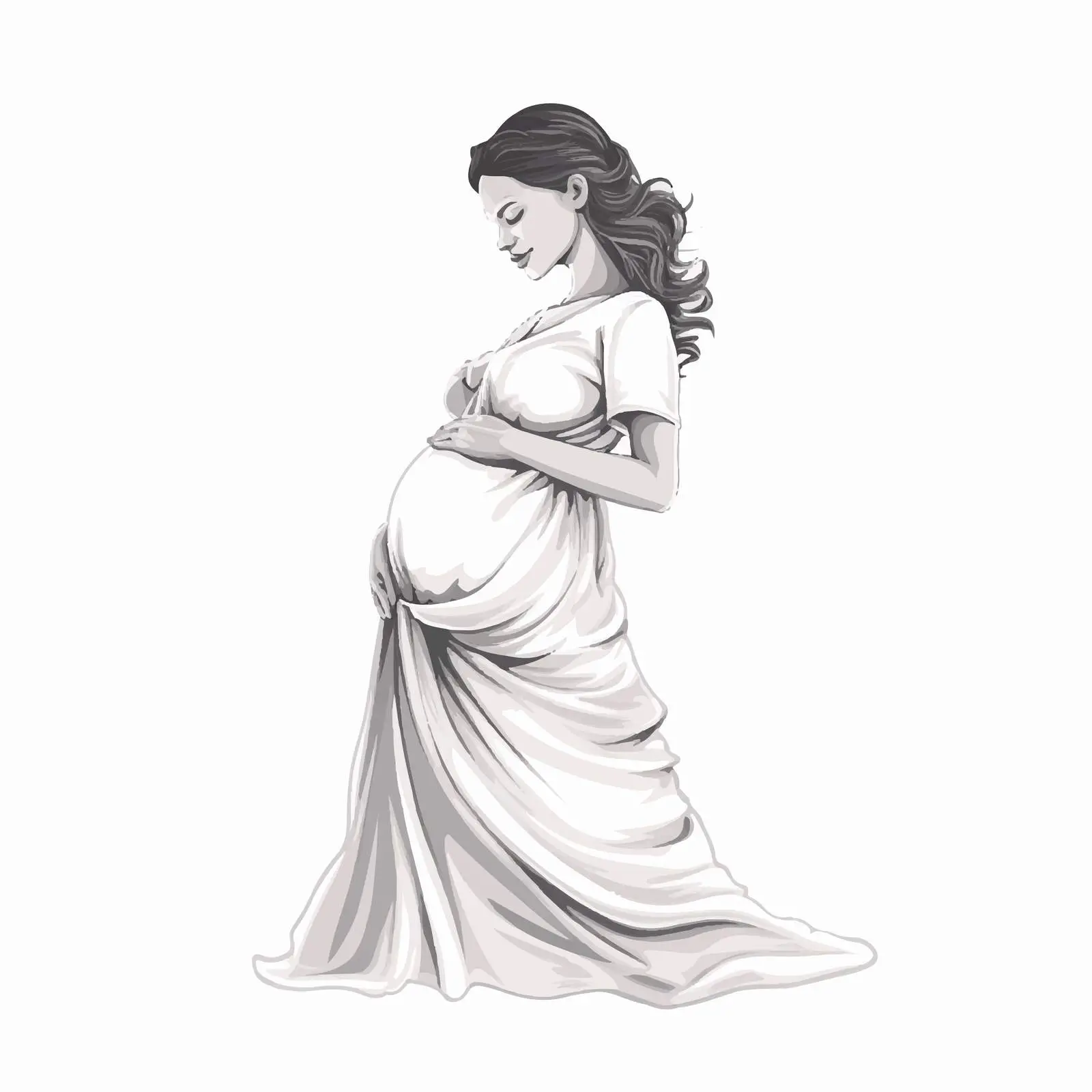 Stylish Motherhood Contour Illustration with Big Belly – free female silhouette image from Dotvec