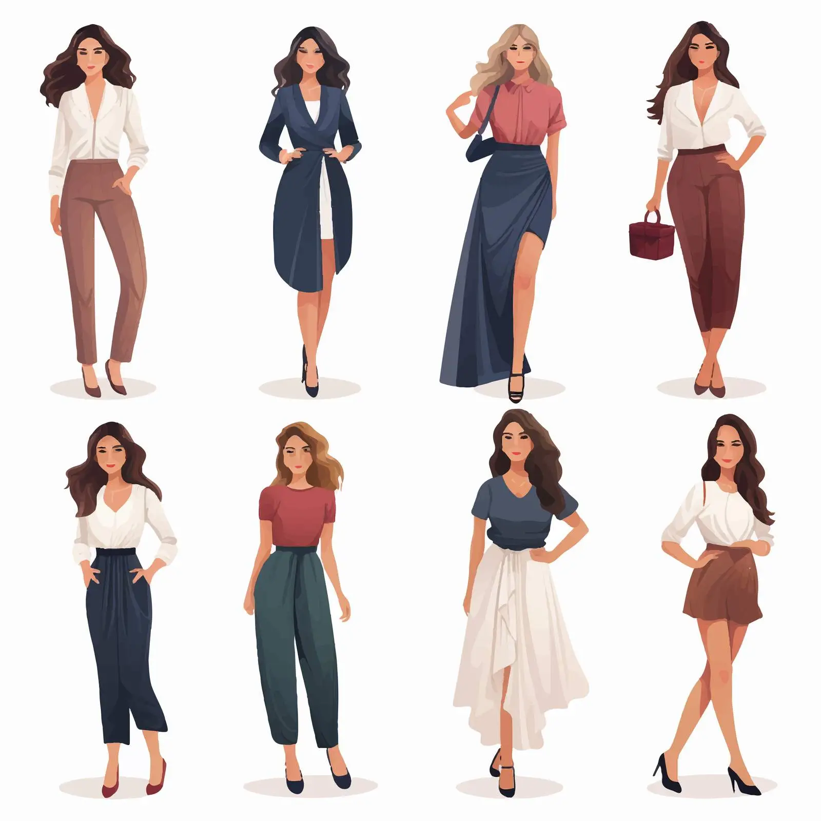Stylish Women in Fashionable Outfits Set — free download from Dotvec