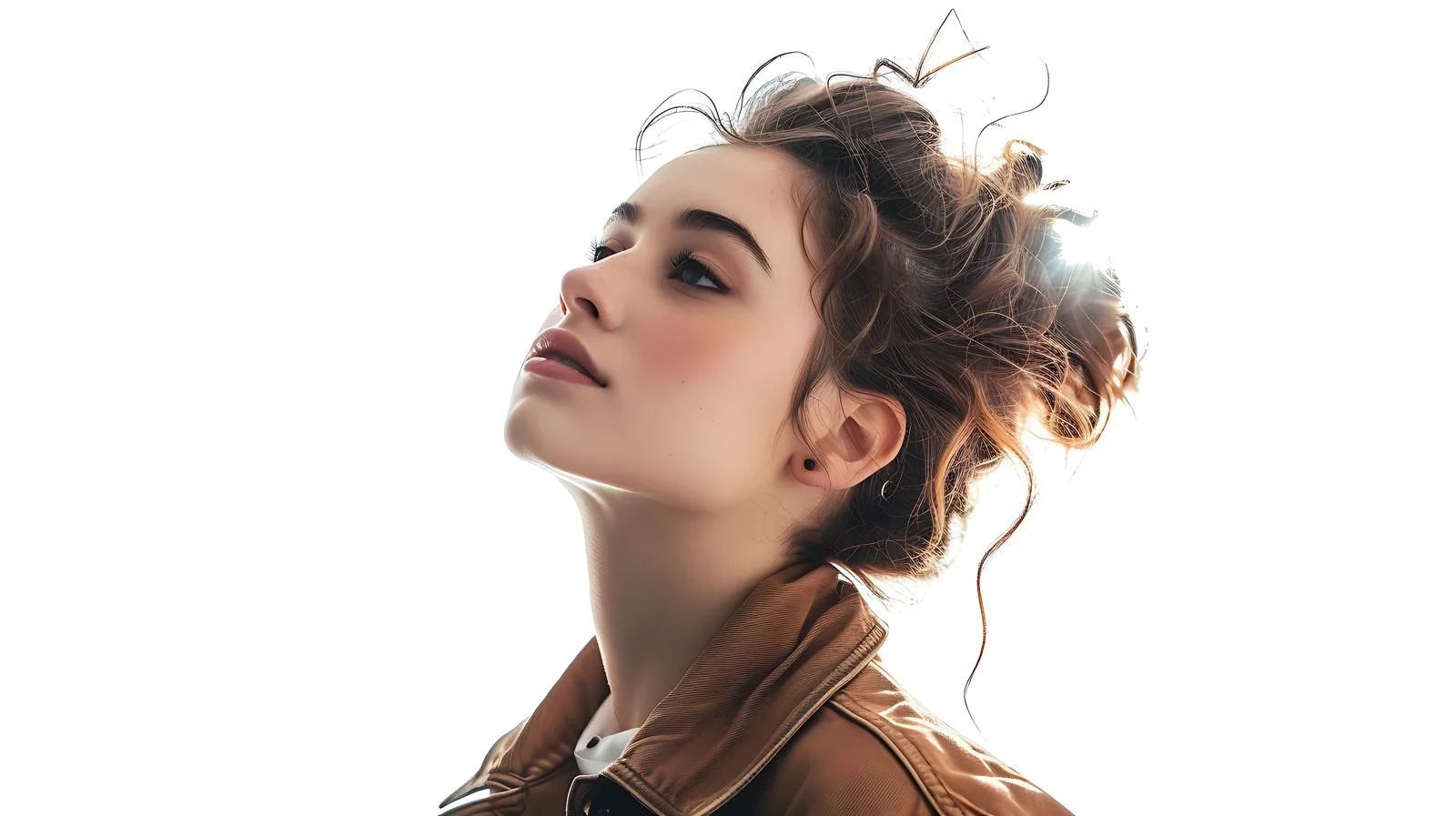 Fashionable Woman White Background Portrait — free download from Dotvec