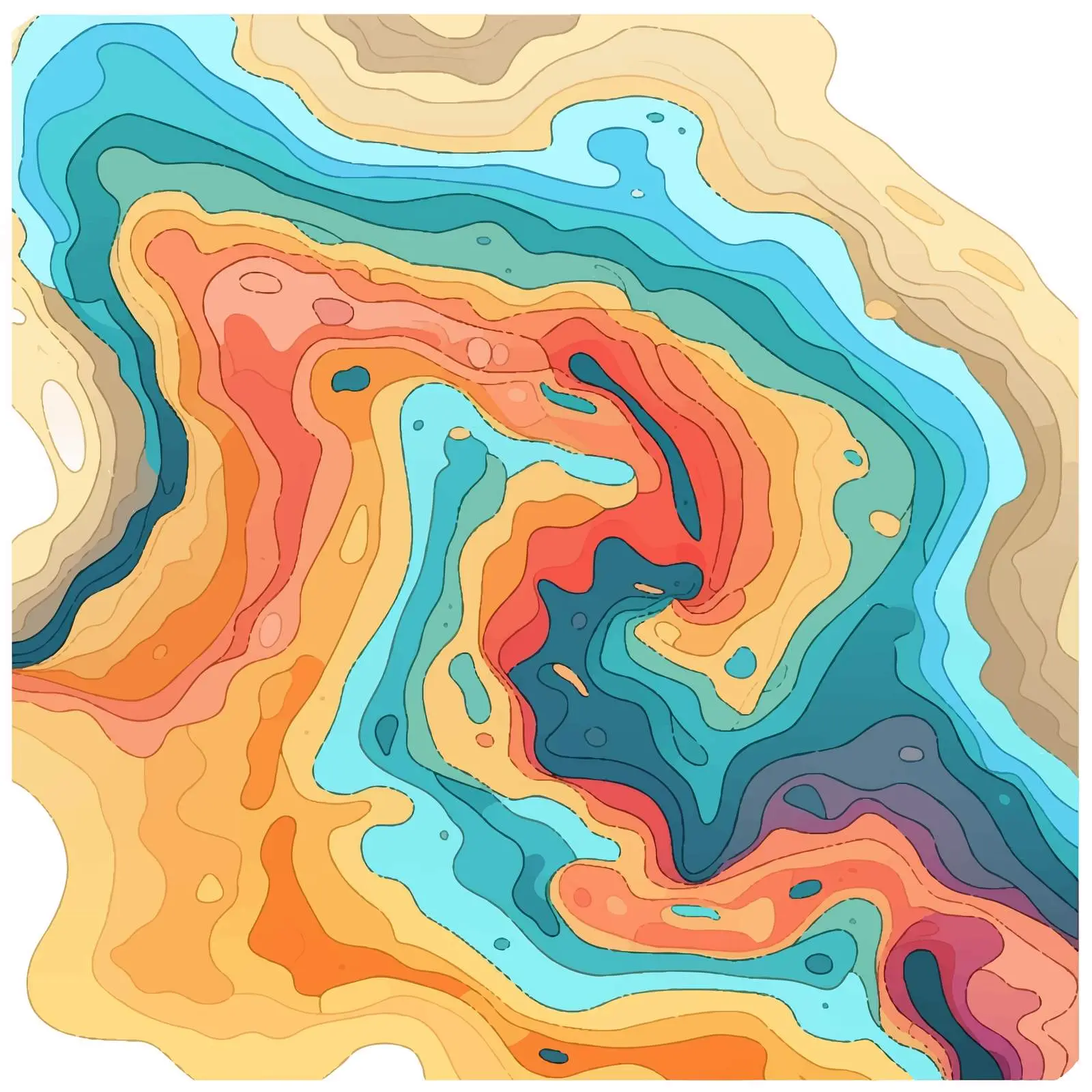 Stylized Vector Map with Abstract Terrain Features — free download from Dotvec